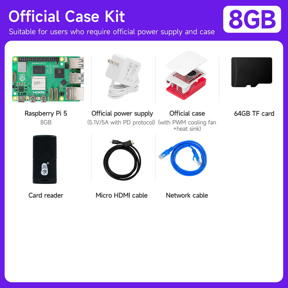 Raspberry Pi 5 Starter Kit(1G/2G/4G/8G/16G)