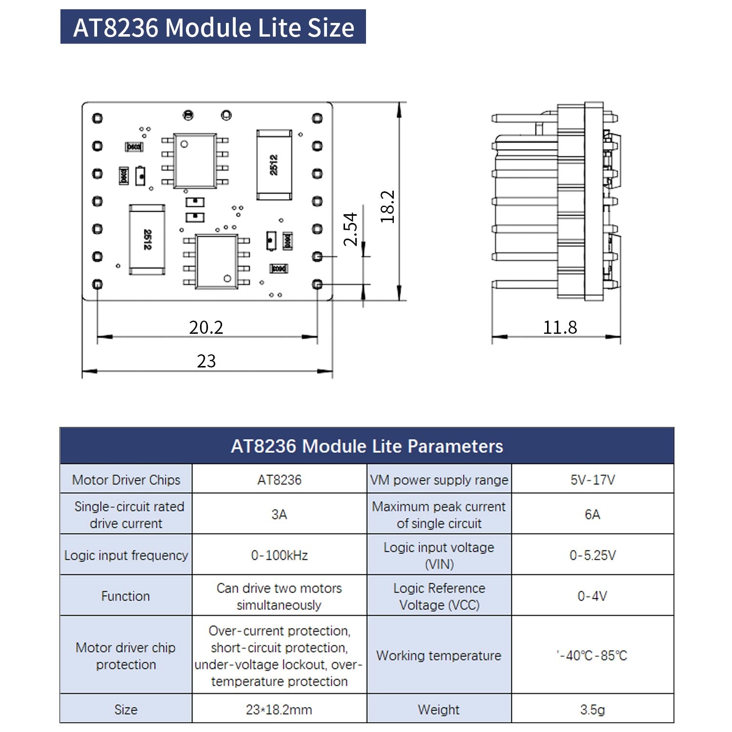 Module d'entraînement de moteur à 2 canaux (AT8236/TB6612FNG)