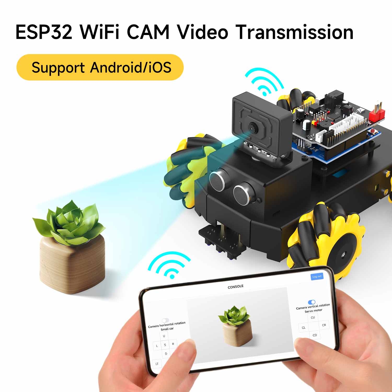 Roboduino V2 AI Vision Car con cámara WiFi ESP32 para Arduino UNO