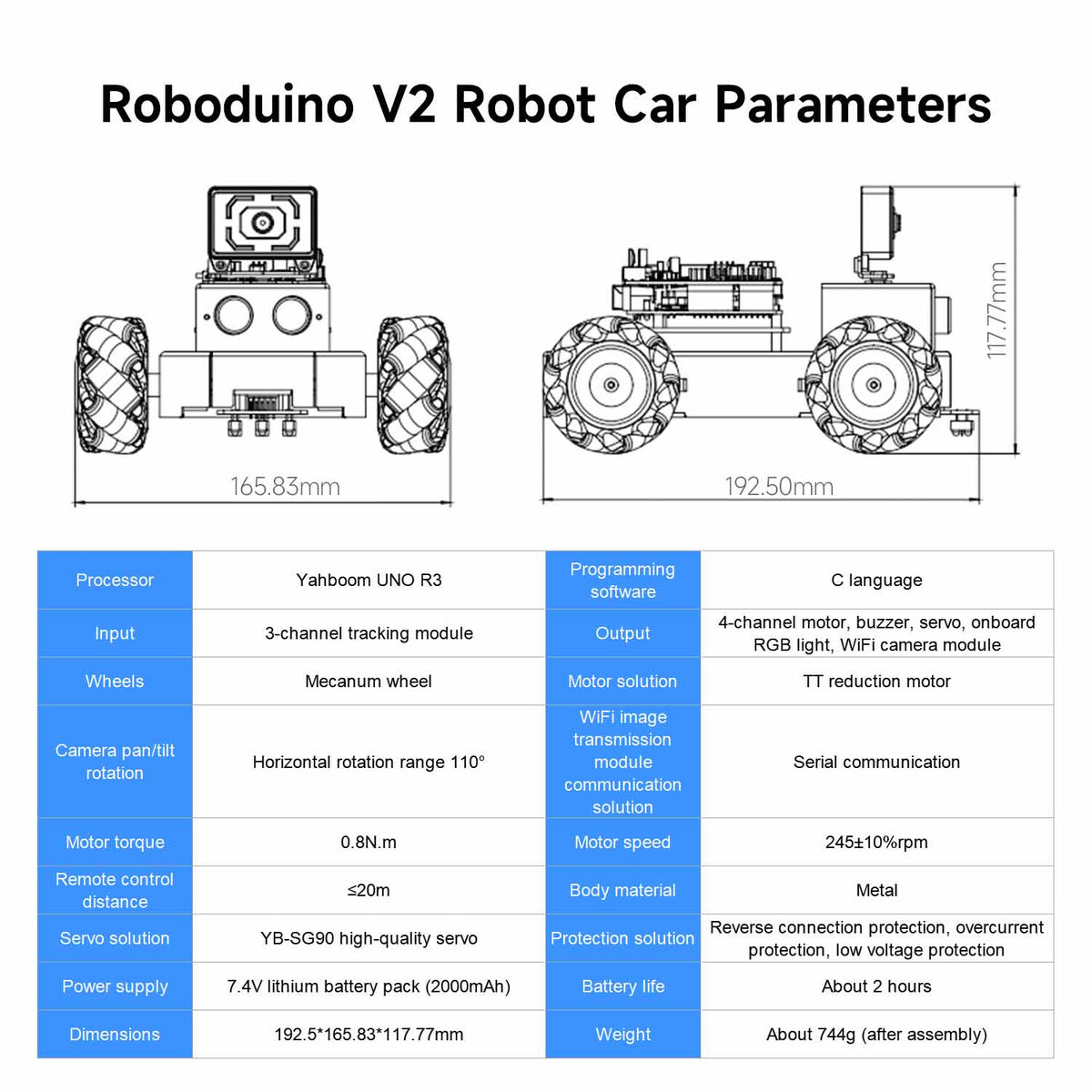 Roboduino V2 AI Vision Car con cámara WiFi ESP32 para Arduino UNO