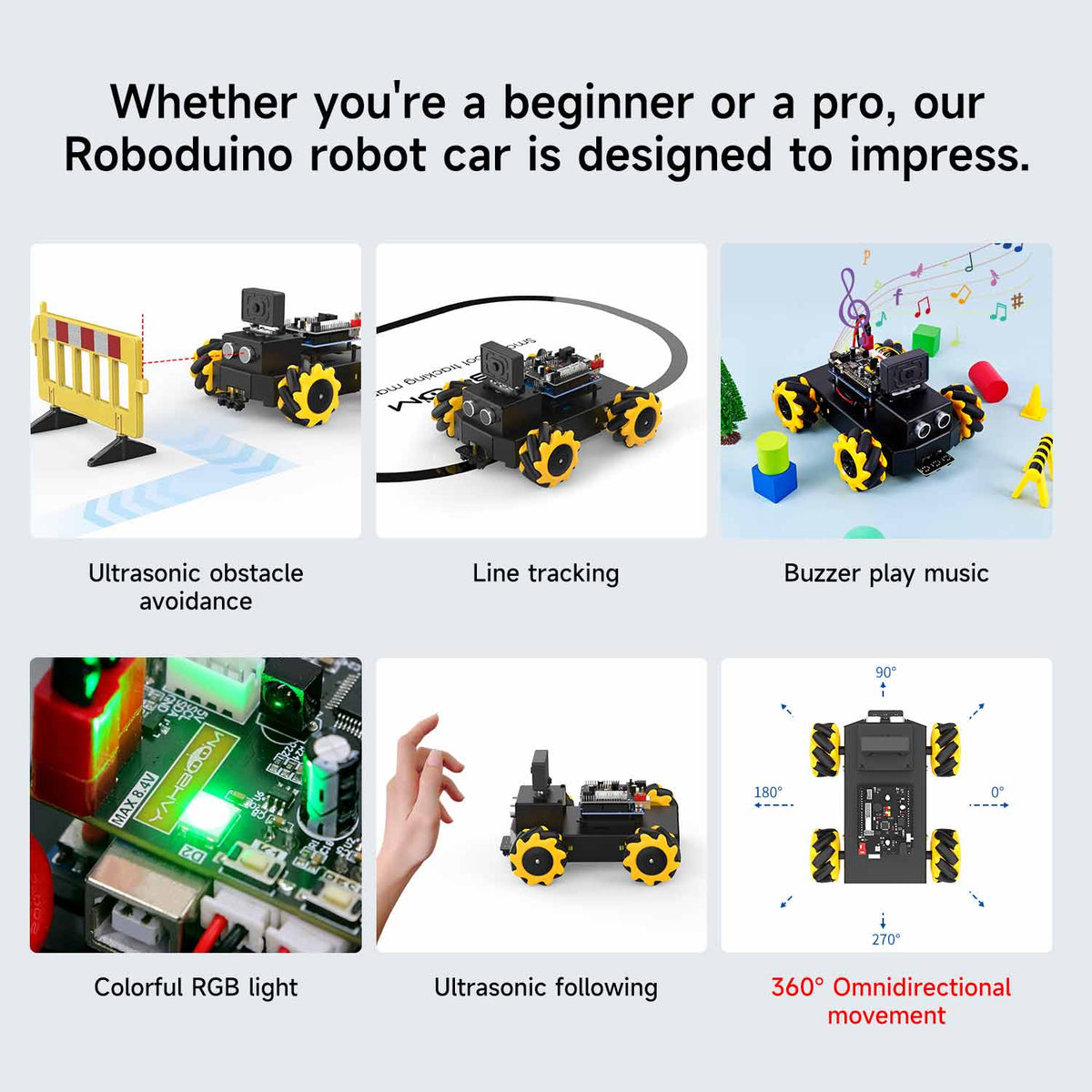 Roboduino V2 AI Vision Car con cámara WiFi ESP32 para Arduino UNO