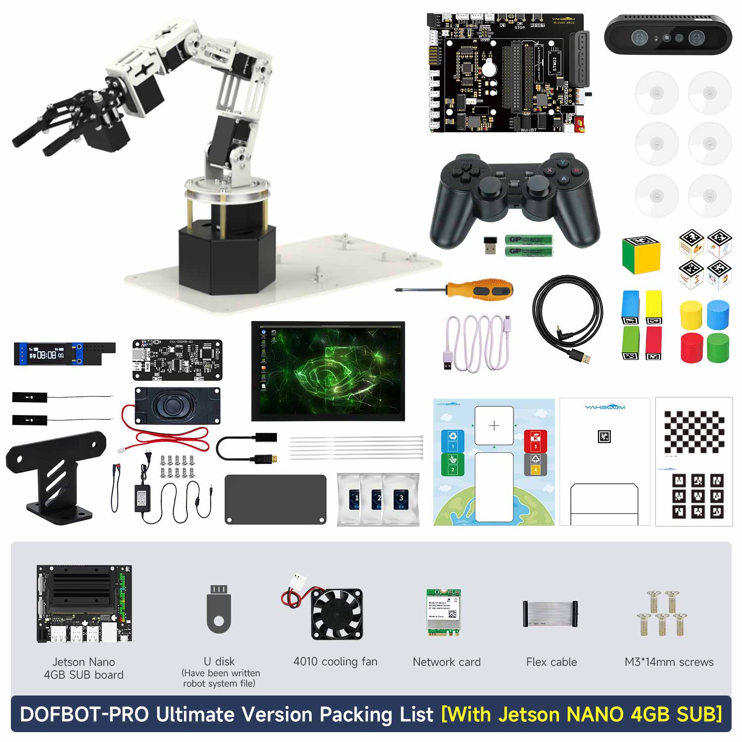 Brazo robótico con visión de profundidad 3D DOFBOT Pro para Jetson NANO 4GB/Orin NANO/Orin NX
