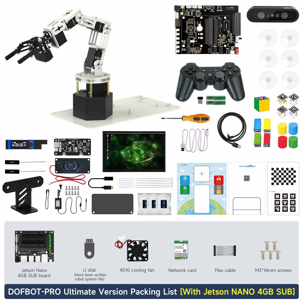 Brazo robótico con visión de profundidad 3D DOFBOT Pro para Jetson NANO 4GB/Orin NANO/Orin NX