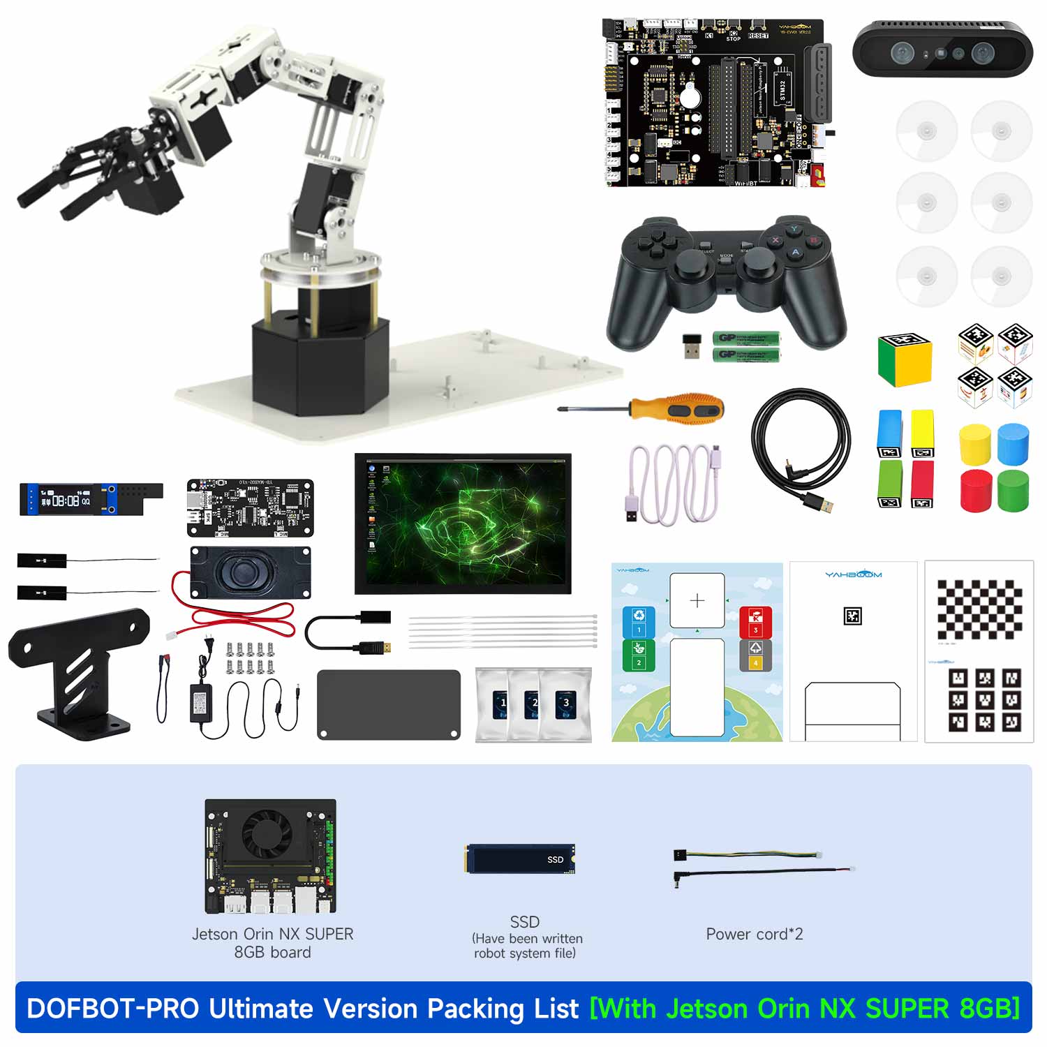 Brazo robótico con visión de profundidad 3D DOFBOT Pro para Jetson NANO 4GB/Orin NANO/Orin NX