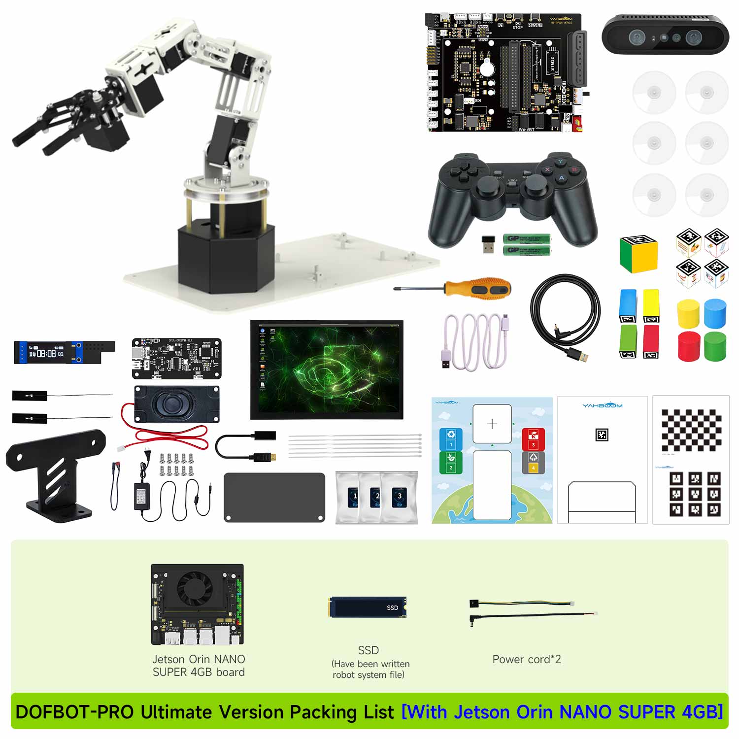 Brazo robótico con visión de profundidad 3D DOFBOT Pro para Jetson NANO 4GB/Orin NANO/Orin NX