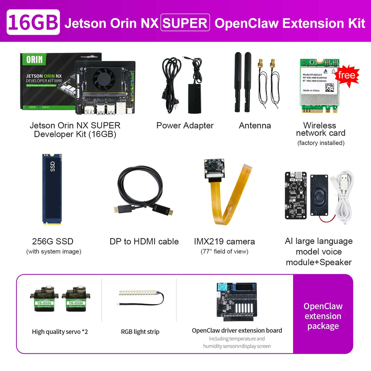 Carte mère Jetson Orin NX SUB avec 8 Go/16 Go de RAM