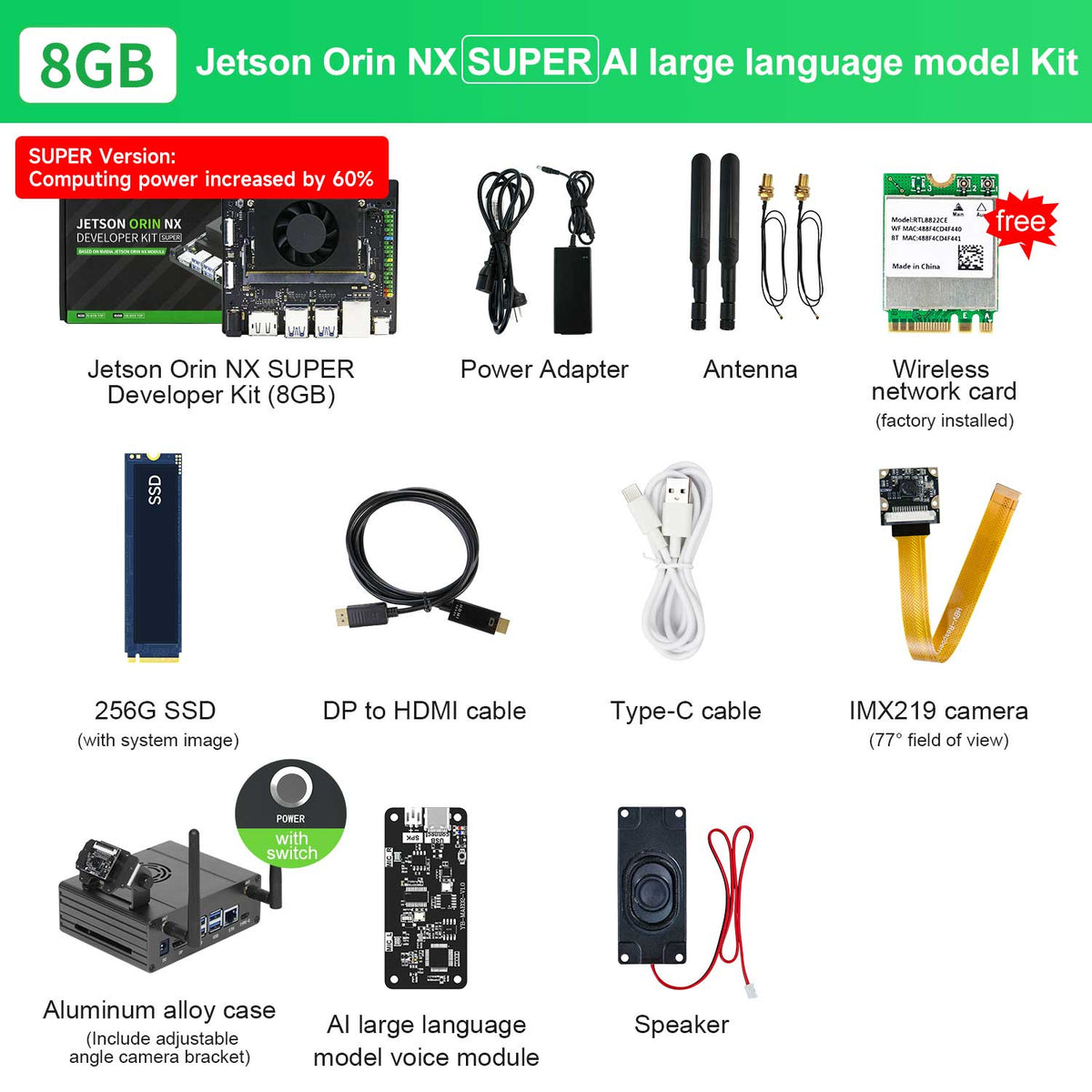Carte mère Jetson Orin NX SUB avec 8 Go/16 Go de RAM