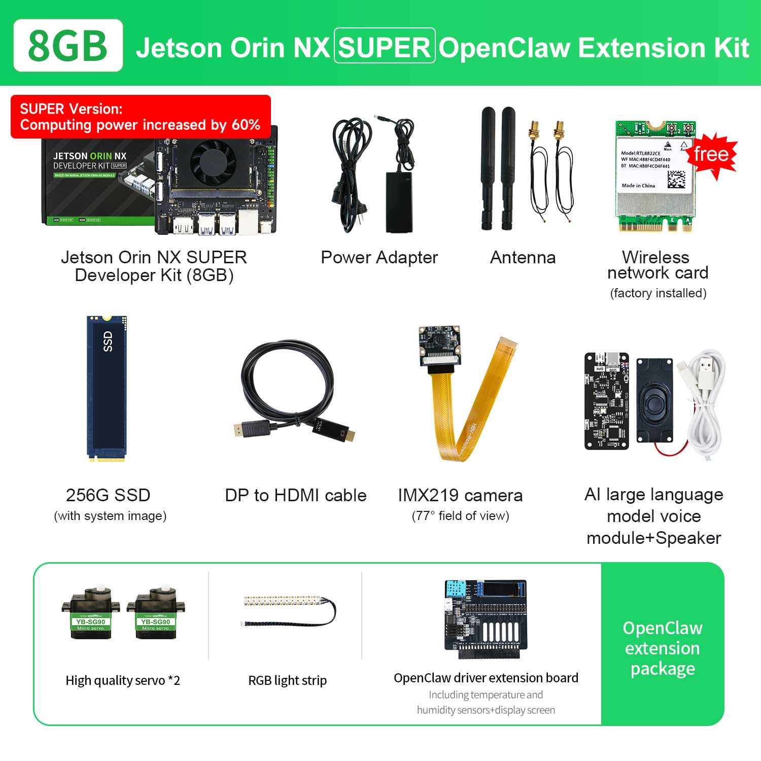 Carte mère Jetson Orin NX SUB avec 8 Go/16 Go de RAM