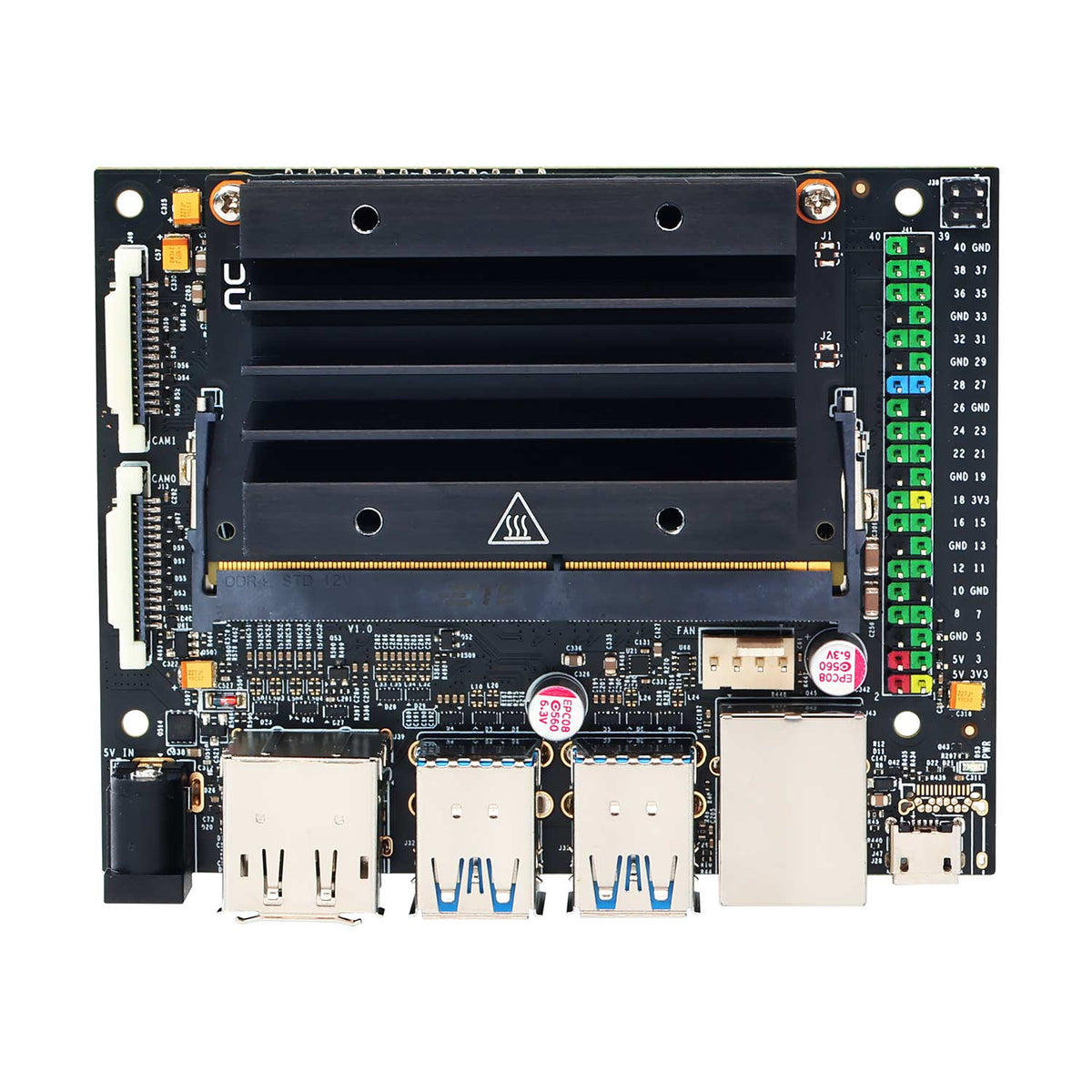 Yahboom Jetson Nano Developer Kit front View Highlighting Compact Design and Components
