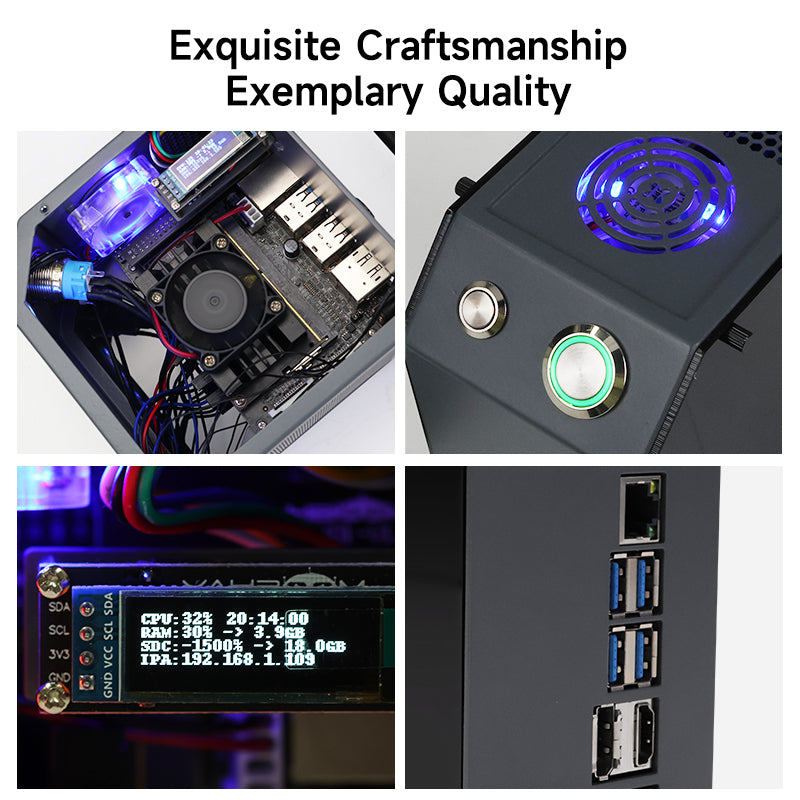 A top view of the crafted parts inside Yahboom mini Jetson NANO protective case, showing the high-quality buttons and ports