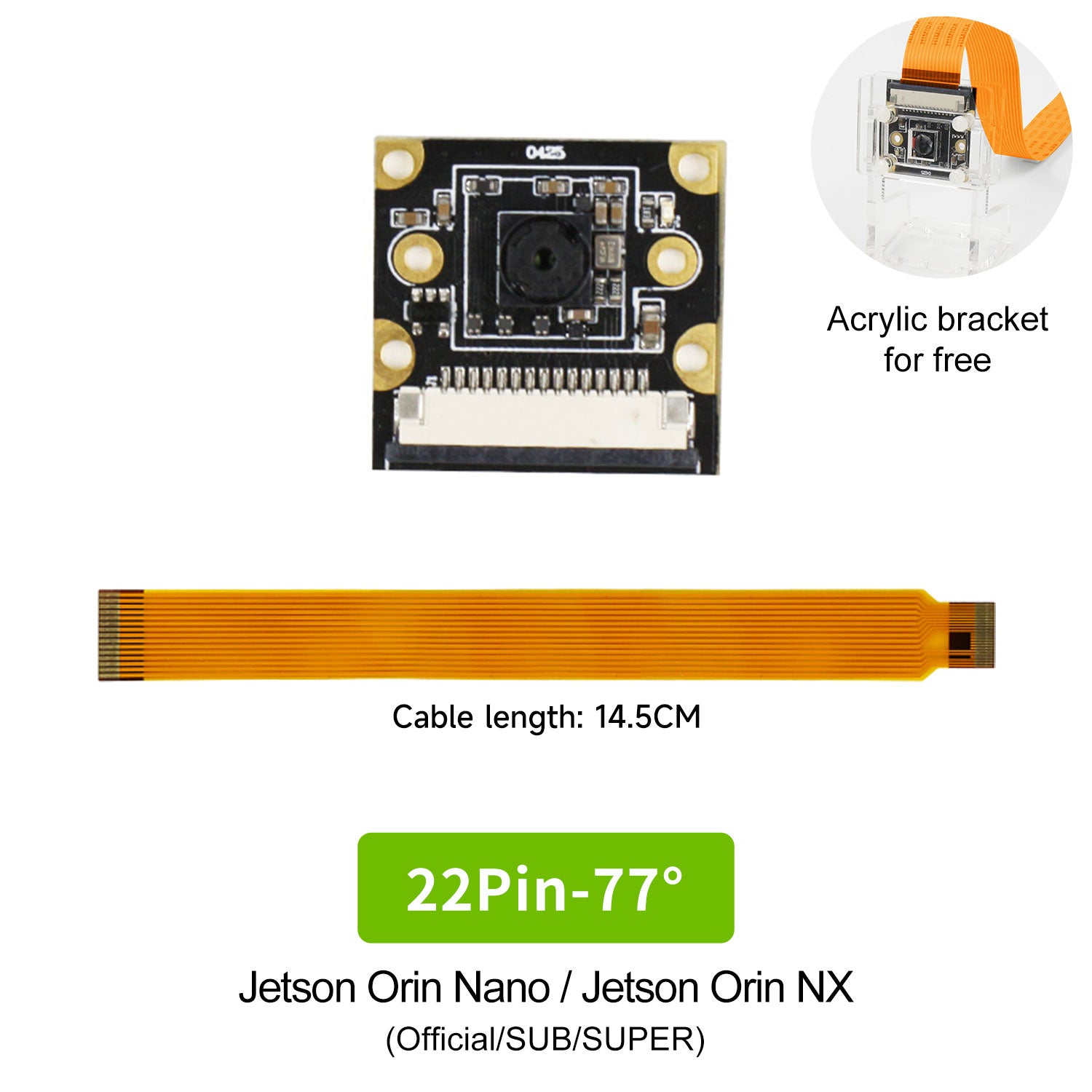 Cámara NVIDIA Jetson IMX219 de 8 MP compatible con NANO/Xavier NX/TX2 NX/Orin NAO/Orin NX