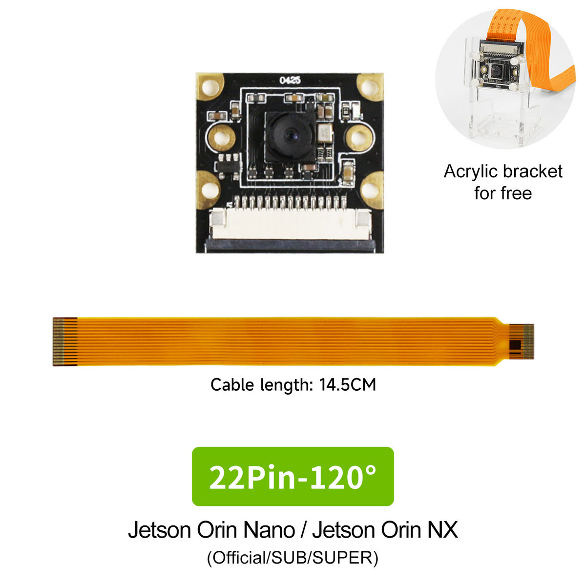 Cámara NVIDIA Jetson IMX219 de 8 MP compatible con NANO/Xavier NX/TX2 NX/Orin NAO/Orin NX