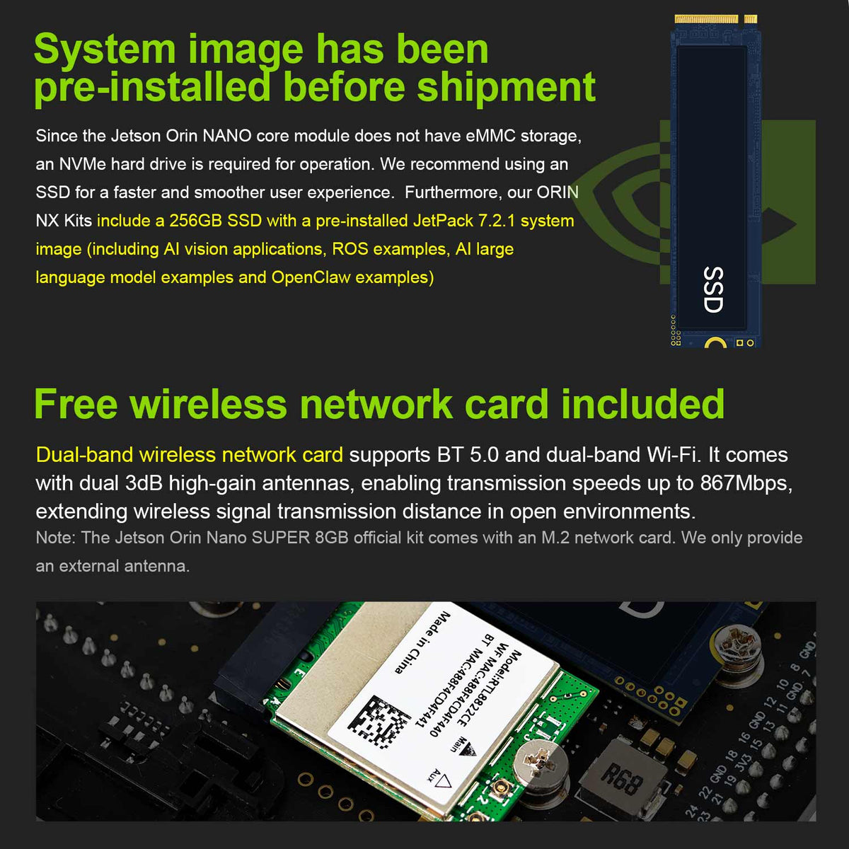 Jetson Orin NANO SUPER Developer Kit(SUB/Official) 4GB/8GB RAM(34TOPS/67TOPS) with JetPack 7.2.1/Ubuntu 22.04