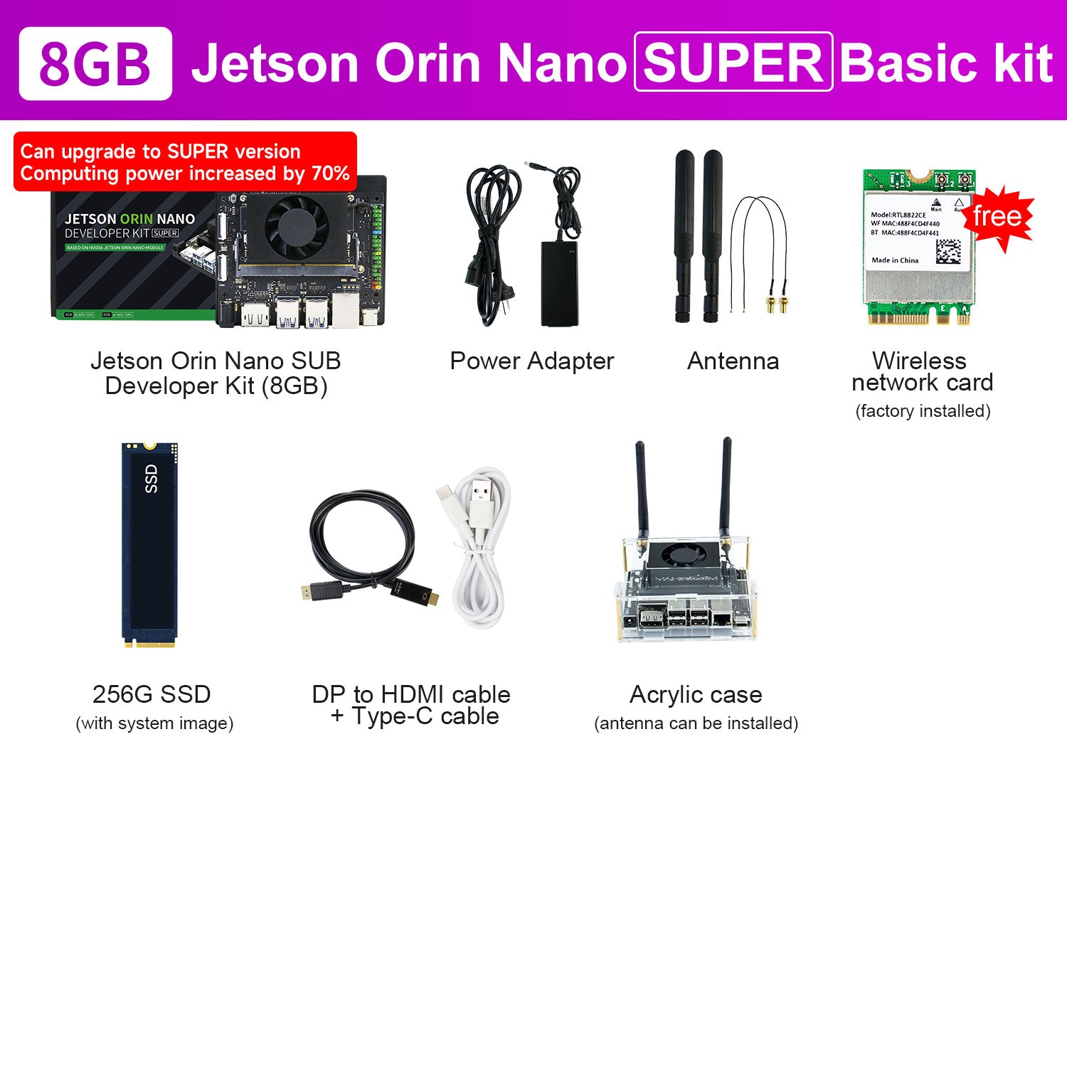 Jetson Orin NANO SUPER Developer Kit(SUB/Official) with 4GB/8GB RAM(34TOPS/67TOPS)