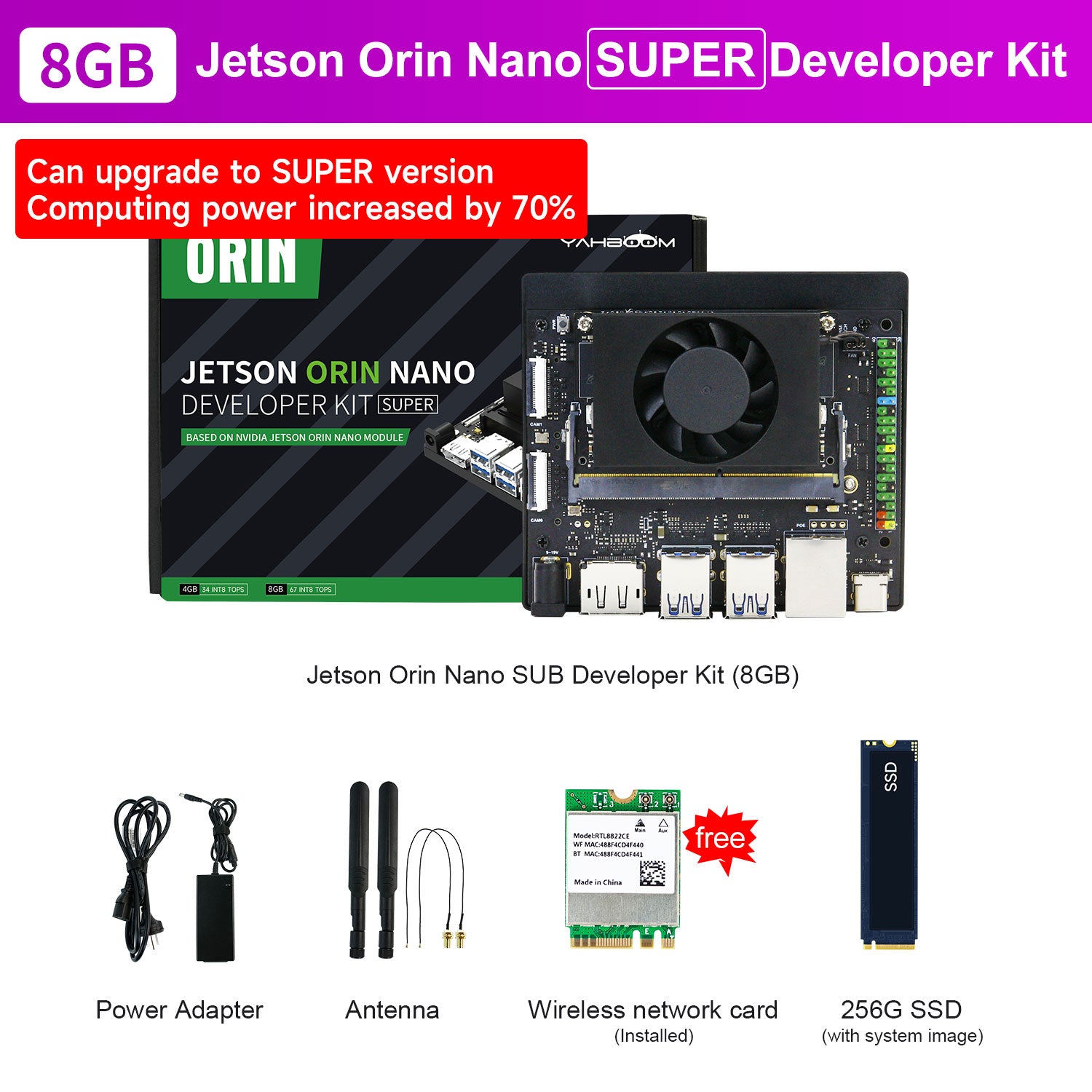 Jetson Orin NANO SUPER Developer Kit(SUB/Official) with 4GB/8GB RAM(34TOPS/67TOPS)