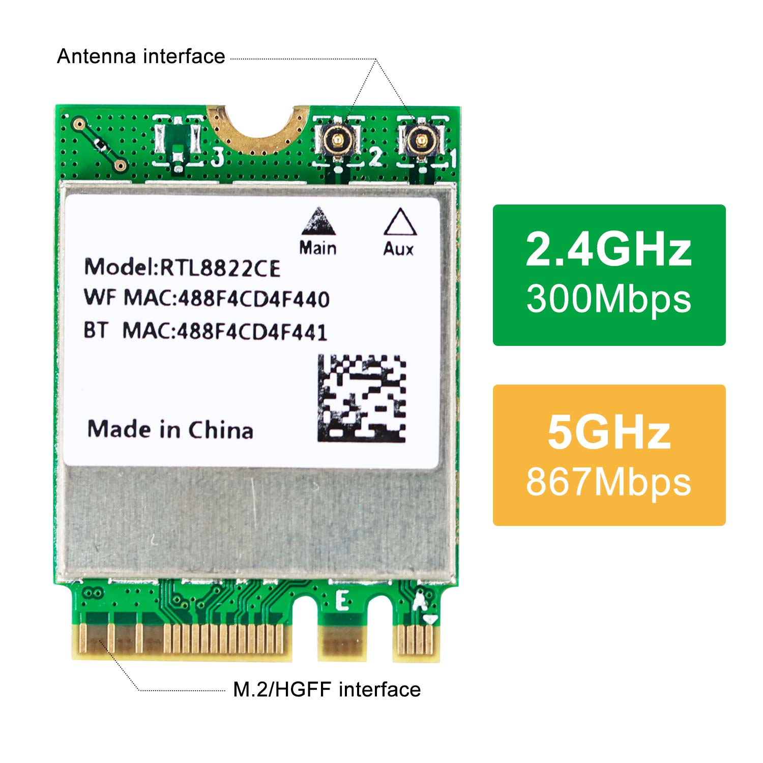 8822CE NGW dual-band network card M.2 for Jetson Series/RDK S100(P)/S600