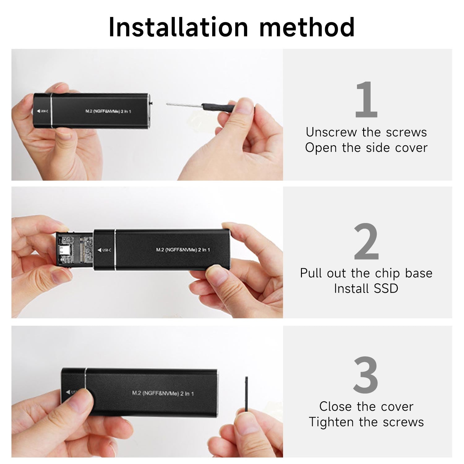 Carcasa SSD M.2 compatible con el protocolo NVMe y la interfaz M Key/B&amp;M Key