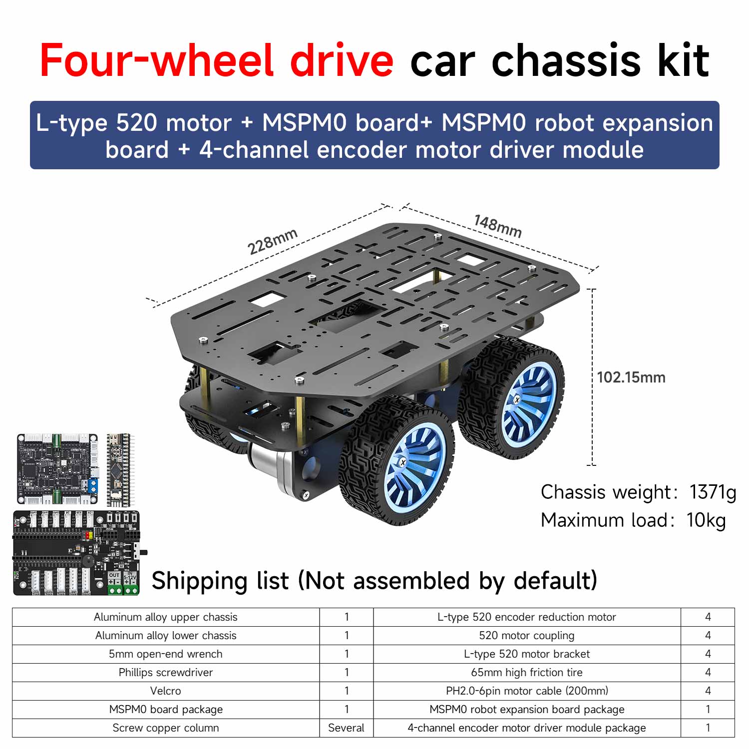 Yahboom MSPM0 Smart Robot Car Aluminum Alloy Chassis Kit