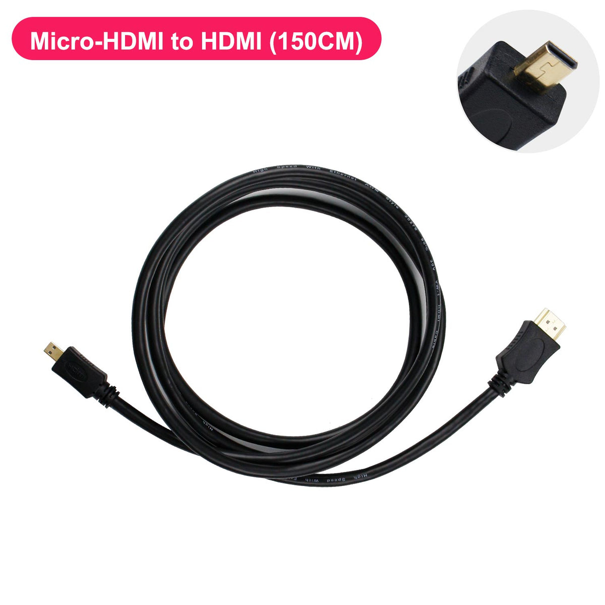 Câble micro-HDMI vers HDMI pour Raspberry Pi 5/4B