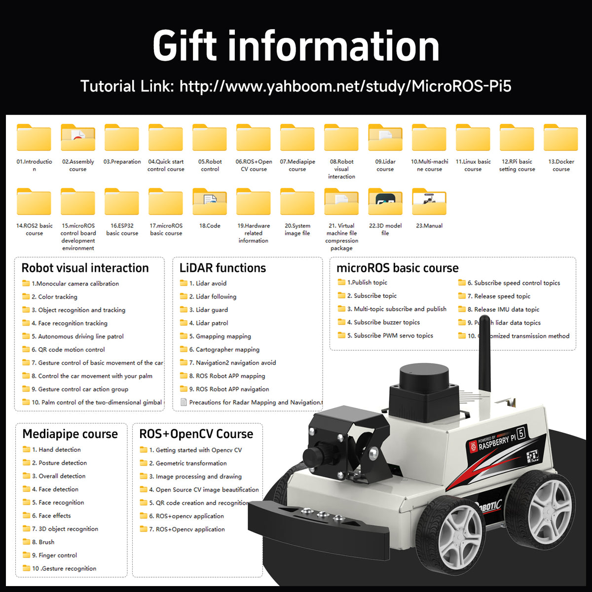 MicroROS-Pi5 ROS2 Robot Car for Raspberry Pi 5 (ROS2-HUMBLE + Python3)