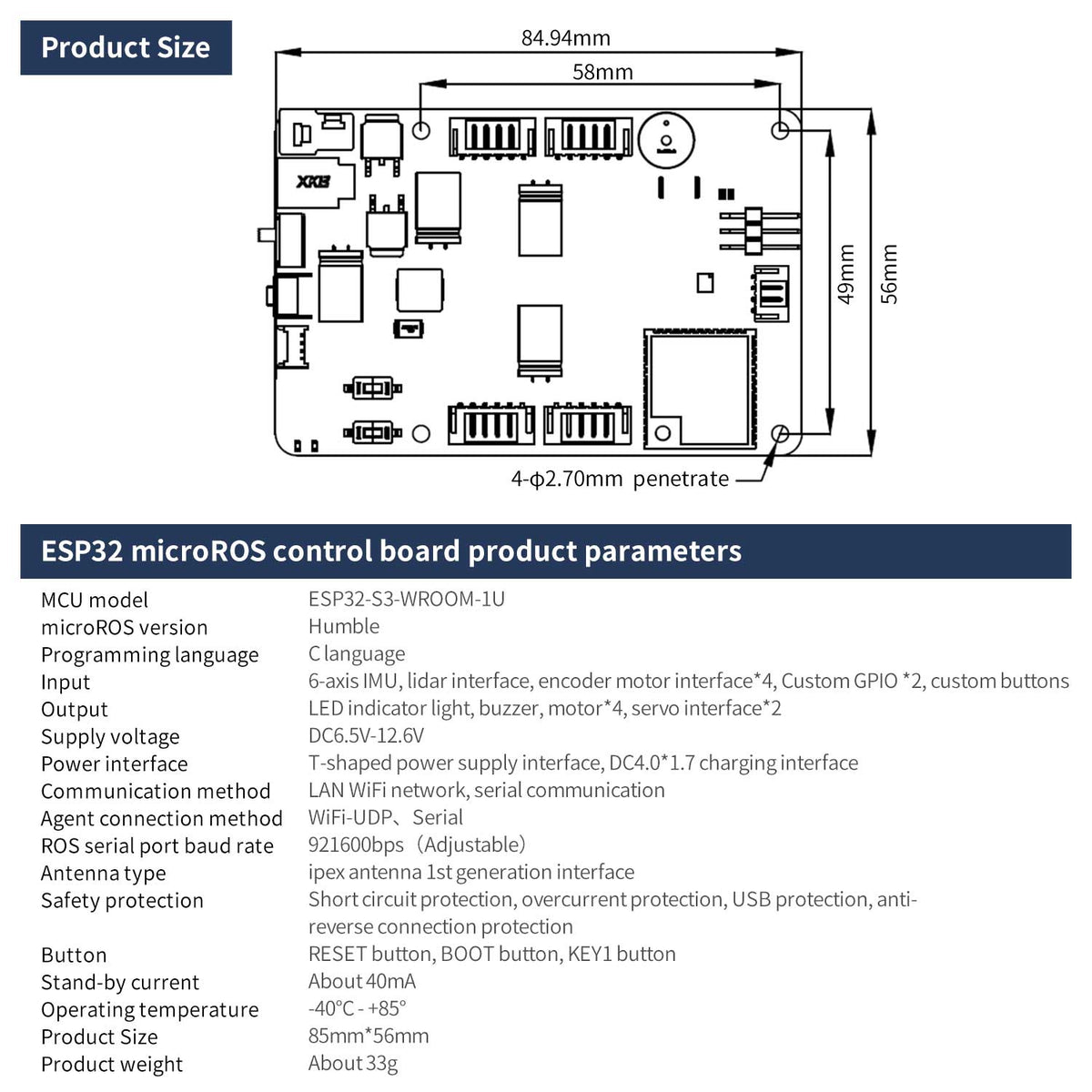 Micro ROS Control board for Raspberry Pi 5 robot