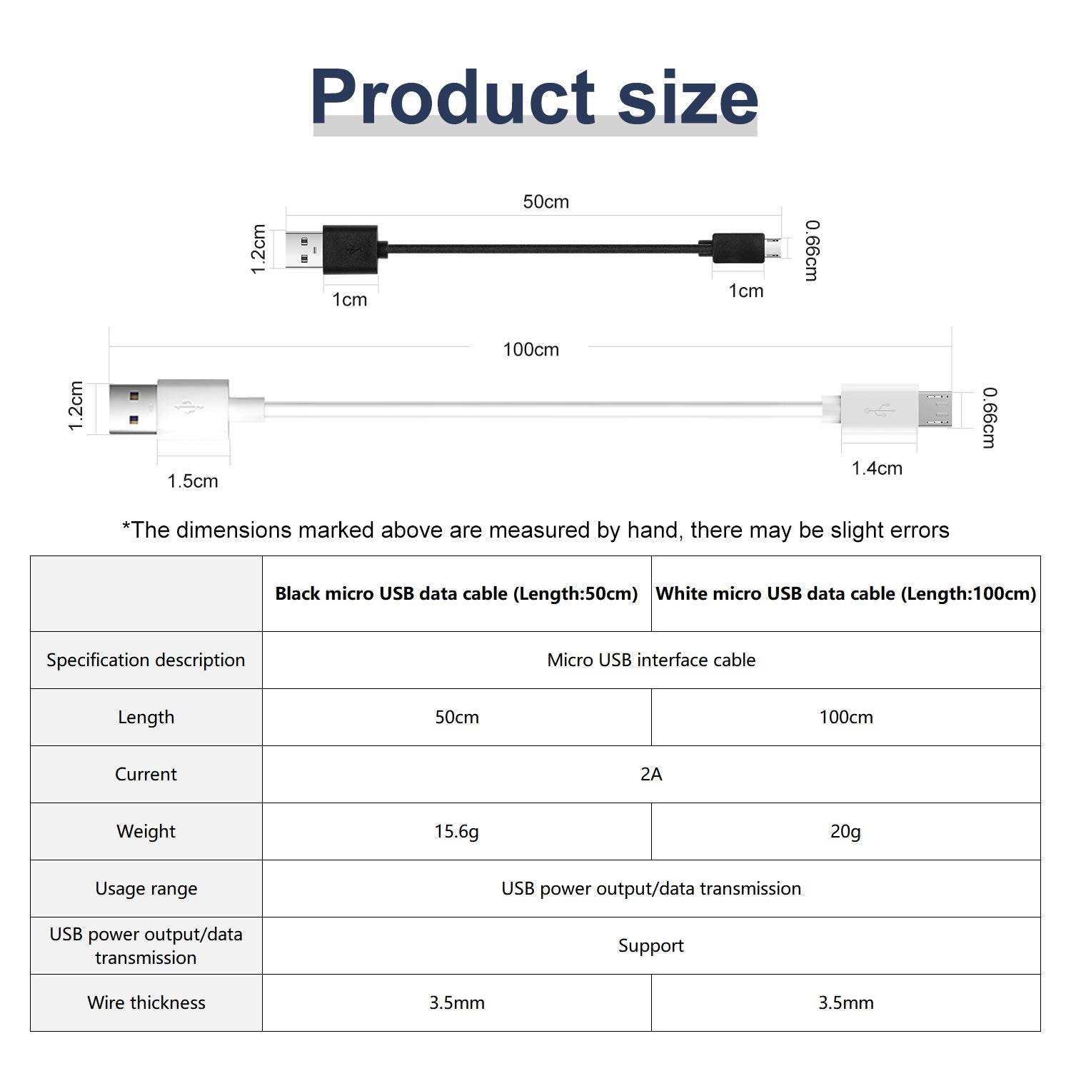 Câble de données micro USB Yahboom 15 cm/50 cm/100 cm