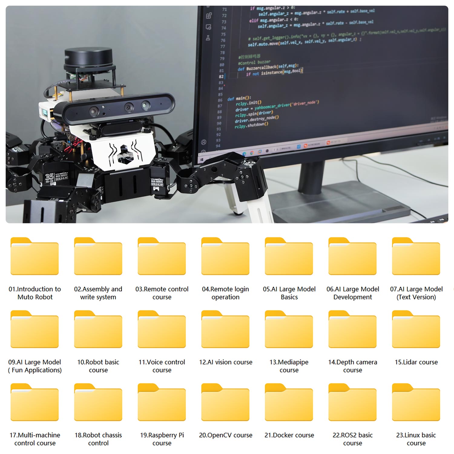 18DOF Muto RS AI Large Language Model Hexapod Robot ROS2 for Raspberry Pi 5