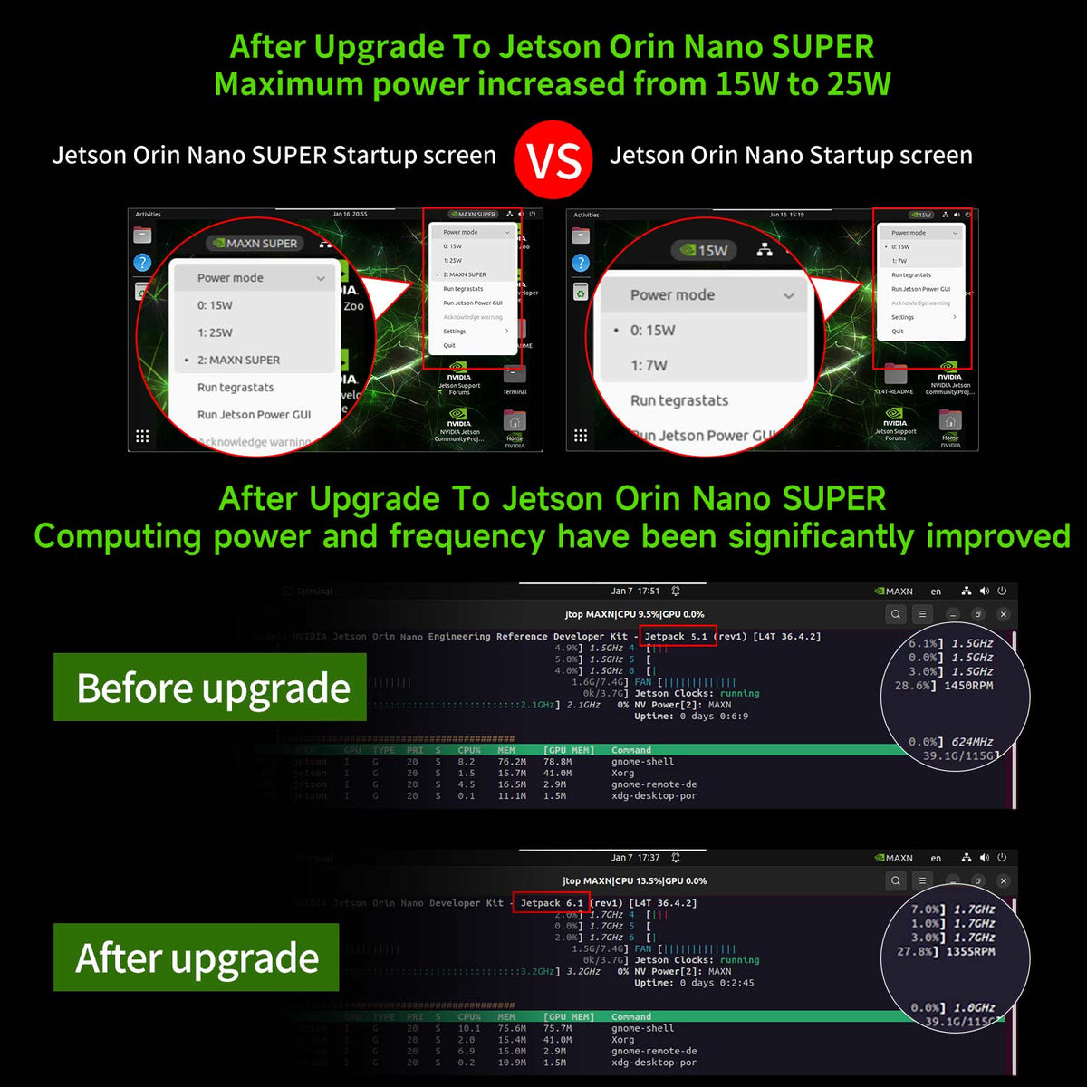 After Upgrade To Jetson Orin Nano SUPER Maximum power increased from 15W to 25W