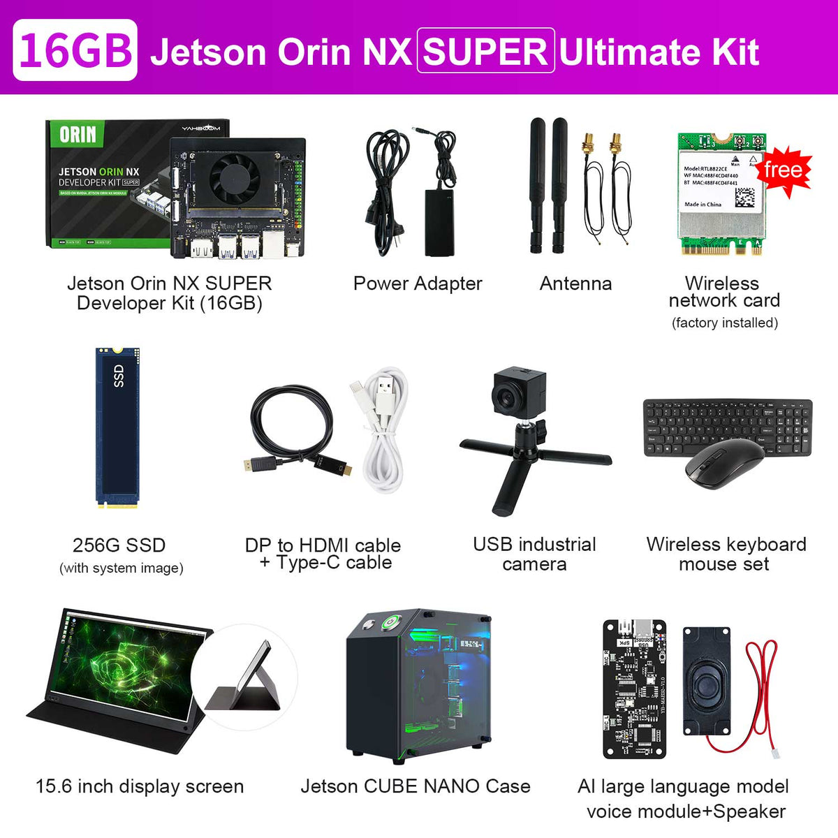 Carte mère Jetson Orin NX SUB avec 8 Go/16 Go de RAM