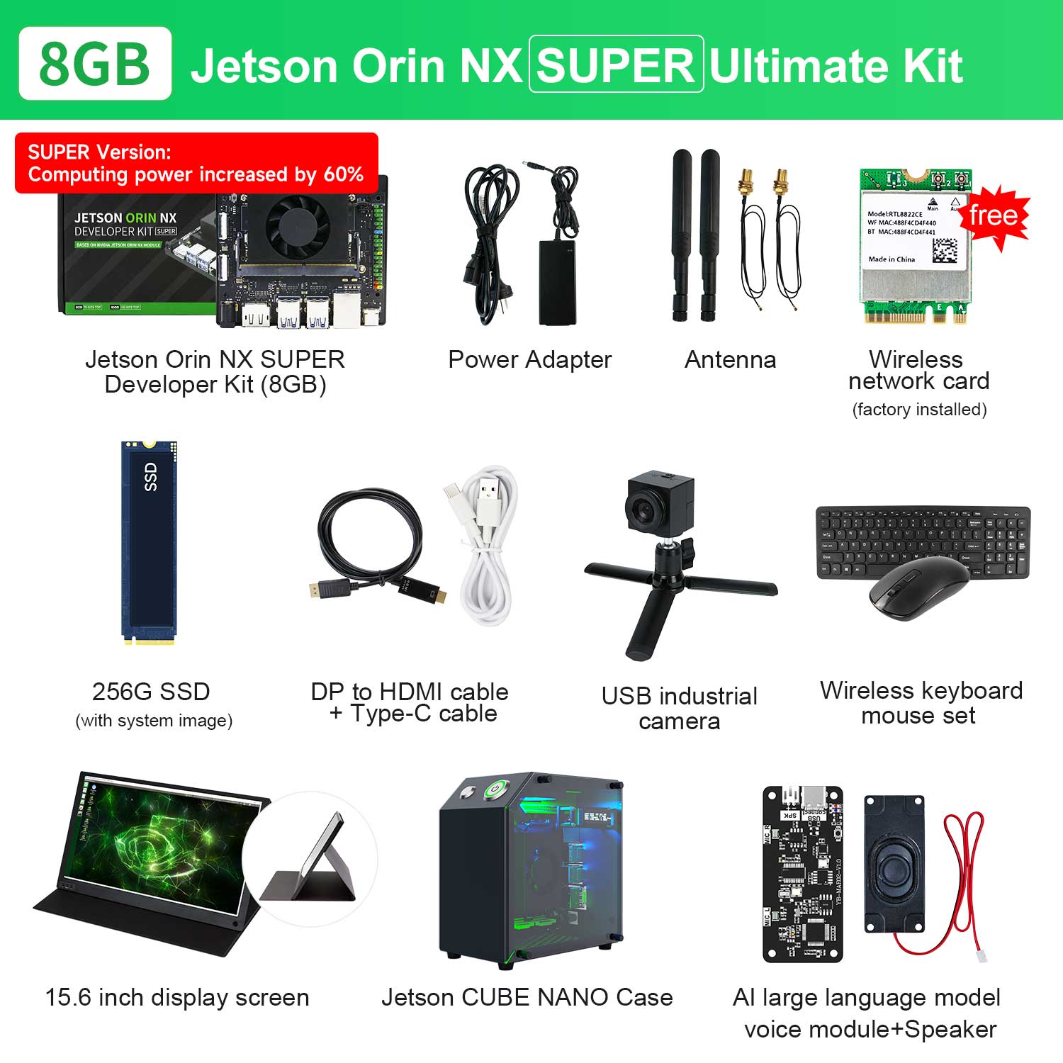 Carte mère Jetson Orin NX SUB avec 8 Go/16 Go de RAM