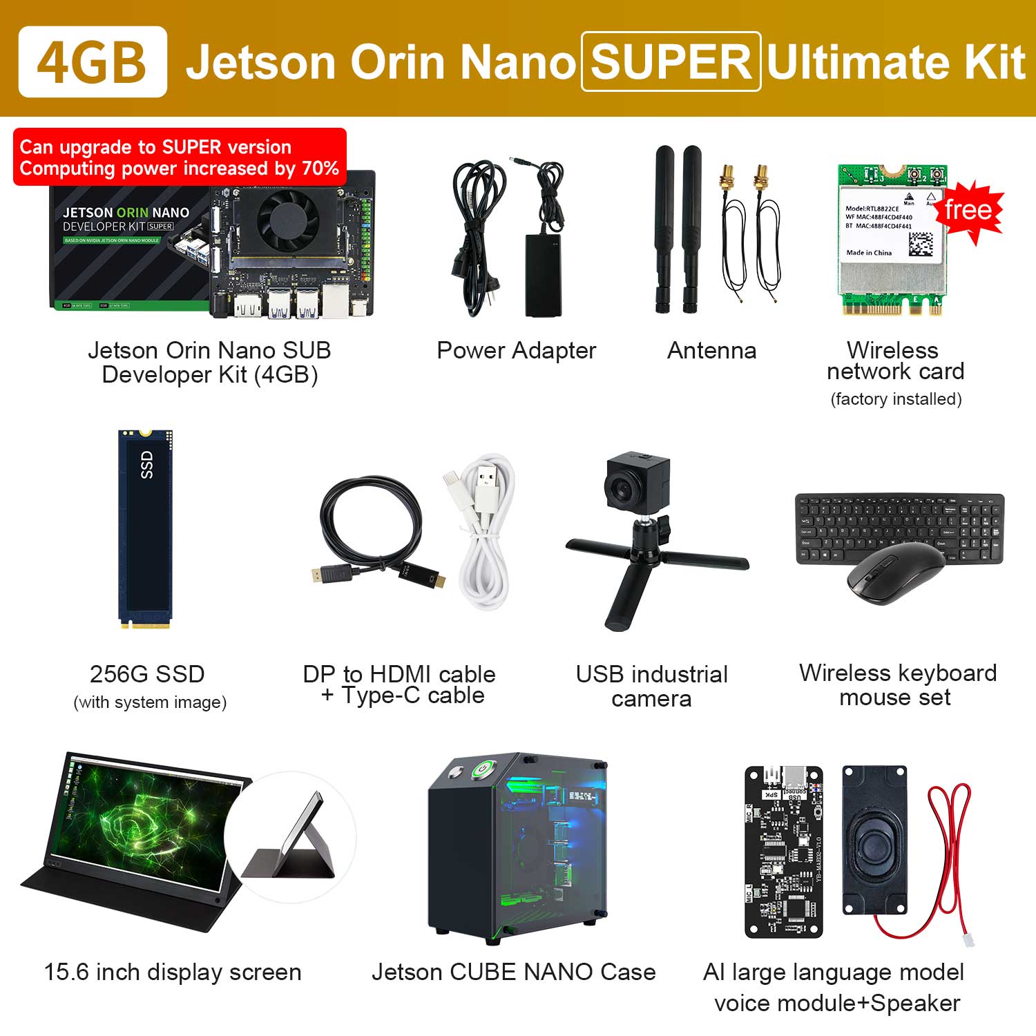 Jetson Orin NANO SUPER Developer Kit(SUB/Official) with 4GB/8GB RAM(34TOPS/67TOPS)