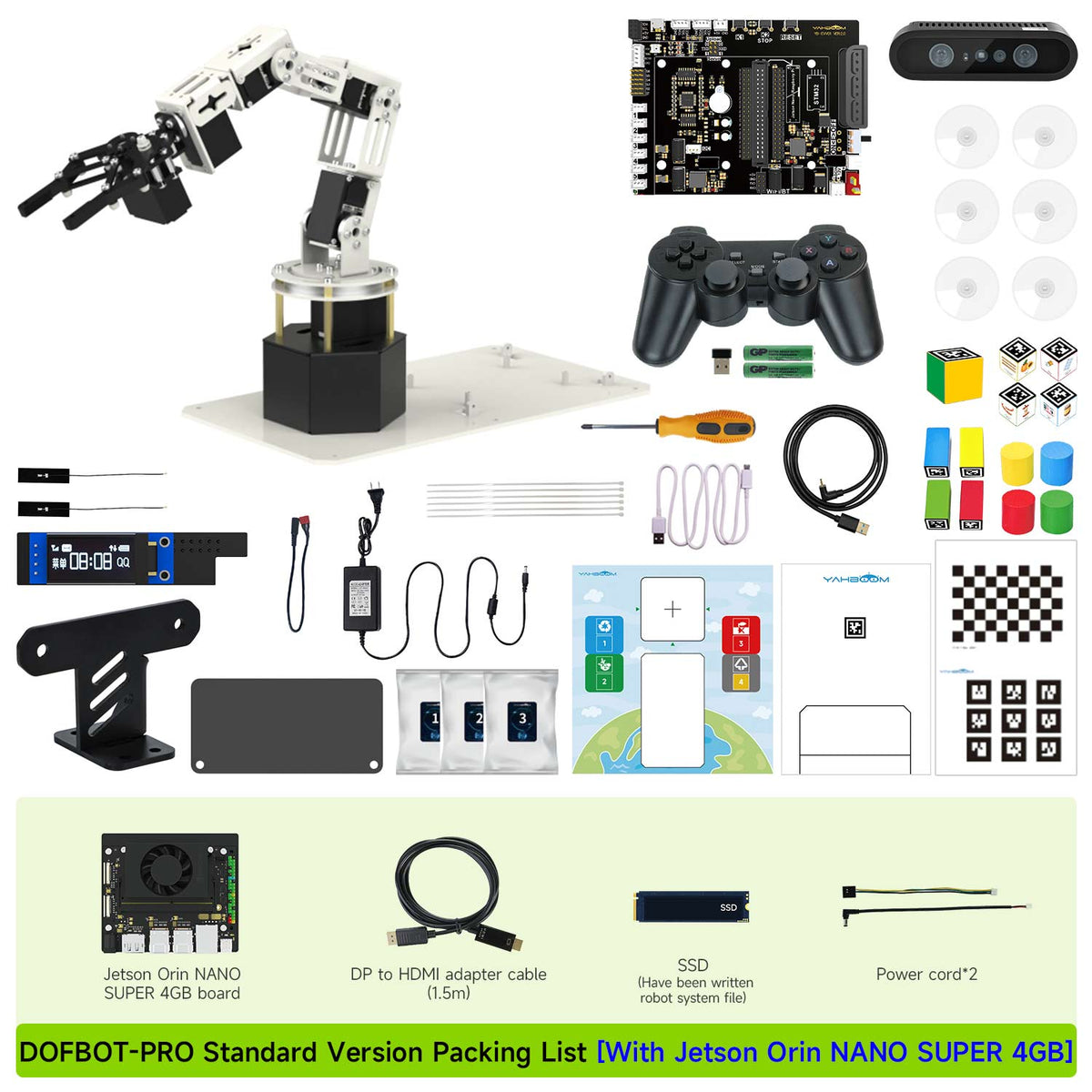 DOFBOT-PRO Standard Version Packing List With Jetson Orin NANO SUPER 4GB