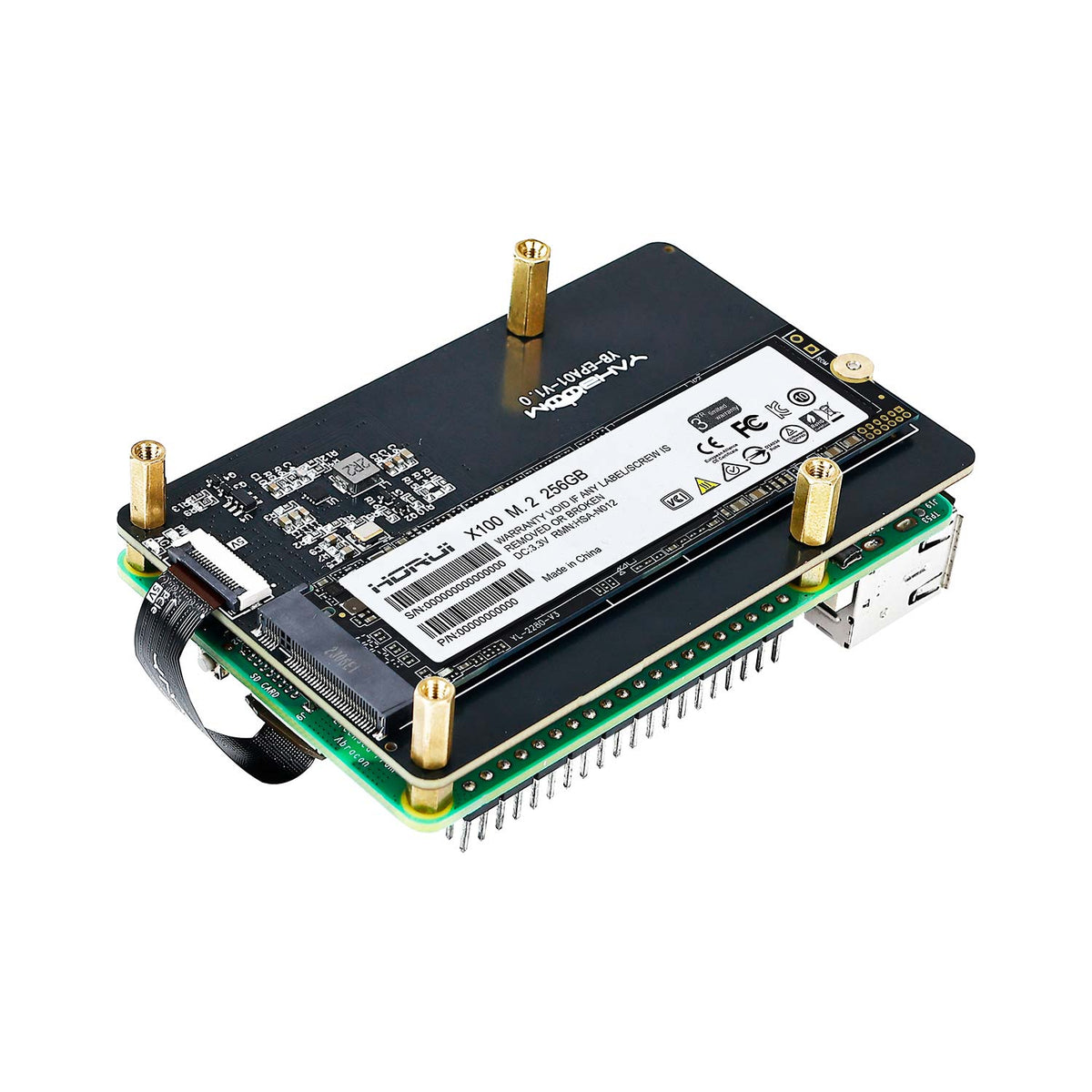 Placa de expansión con adaptador PCIe a M.2 para Raspberry Pi 5
