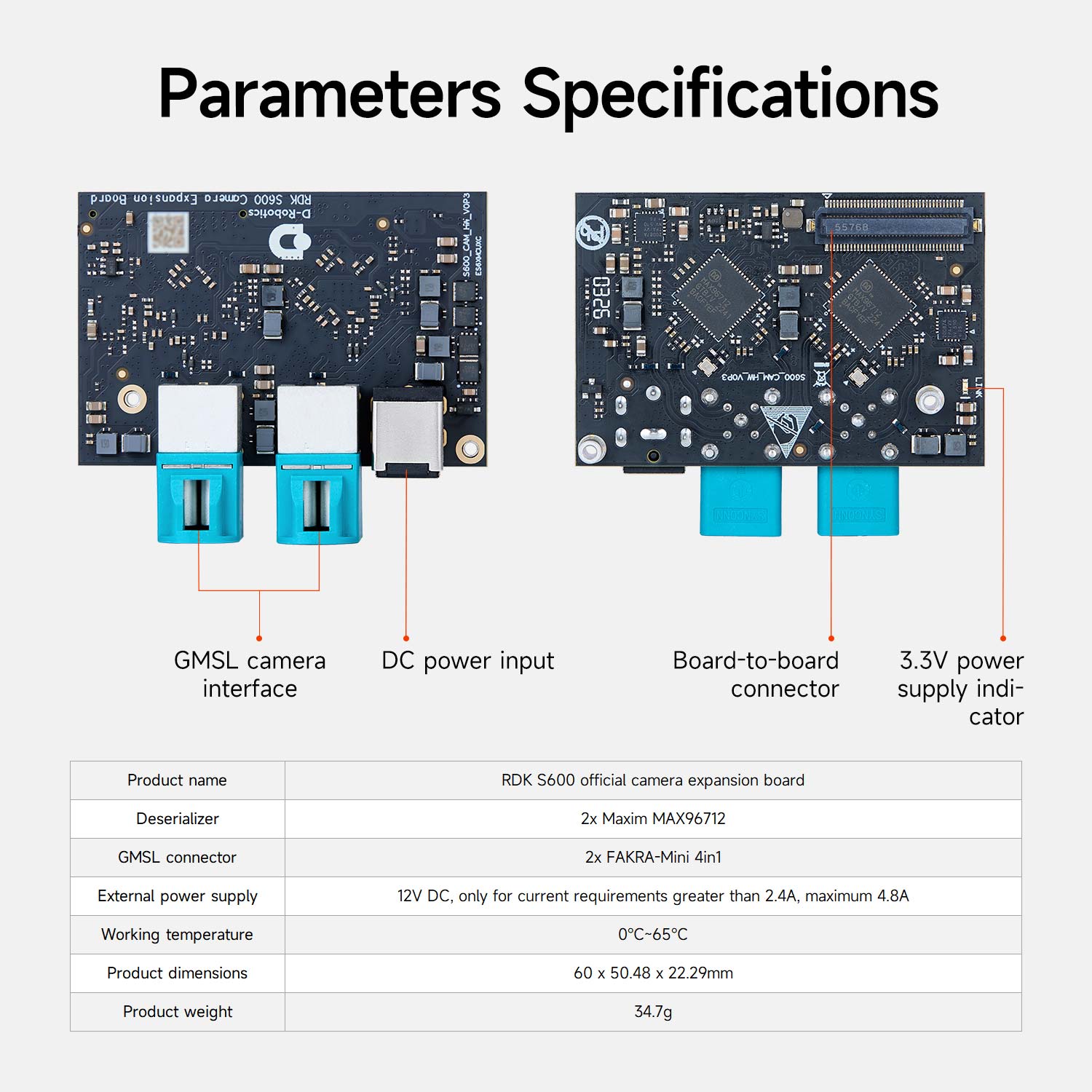 RDK S600 camera expansion board with 8-channels for GMSL