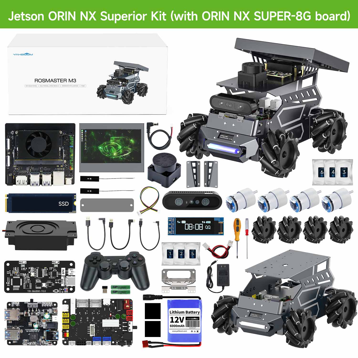 ROSMASTER M3 AI Large Language Model ROS2 Robot with Mecanum Wheel for Jetson Orin NANO/NX SUPER/RDK X5/RaspberryPi 5