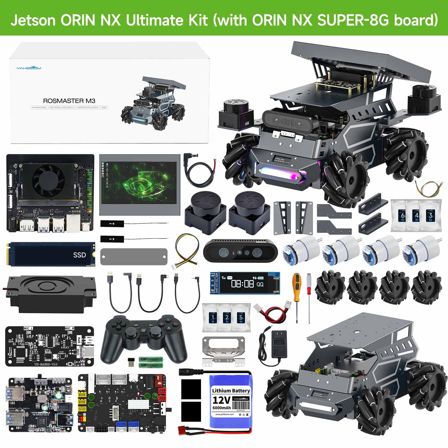 ROSMASTER M3 AI Large Language Model ROS2 Robot with Mecanum Wheel for Jetson Orin NANO/NX SUPER/RDK X5/RaspberryPi 5