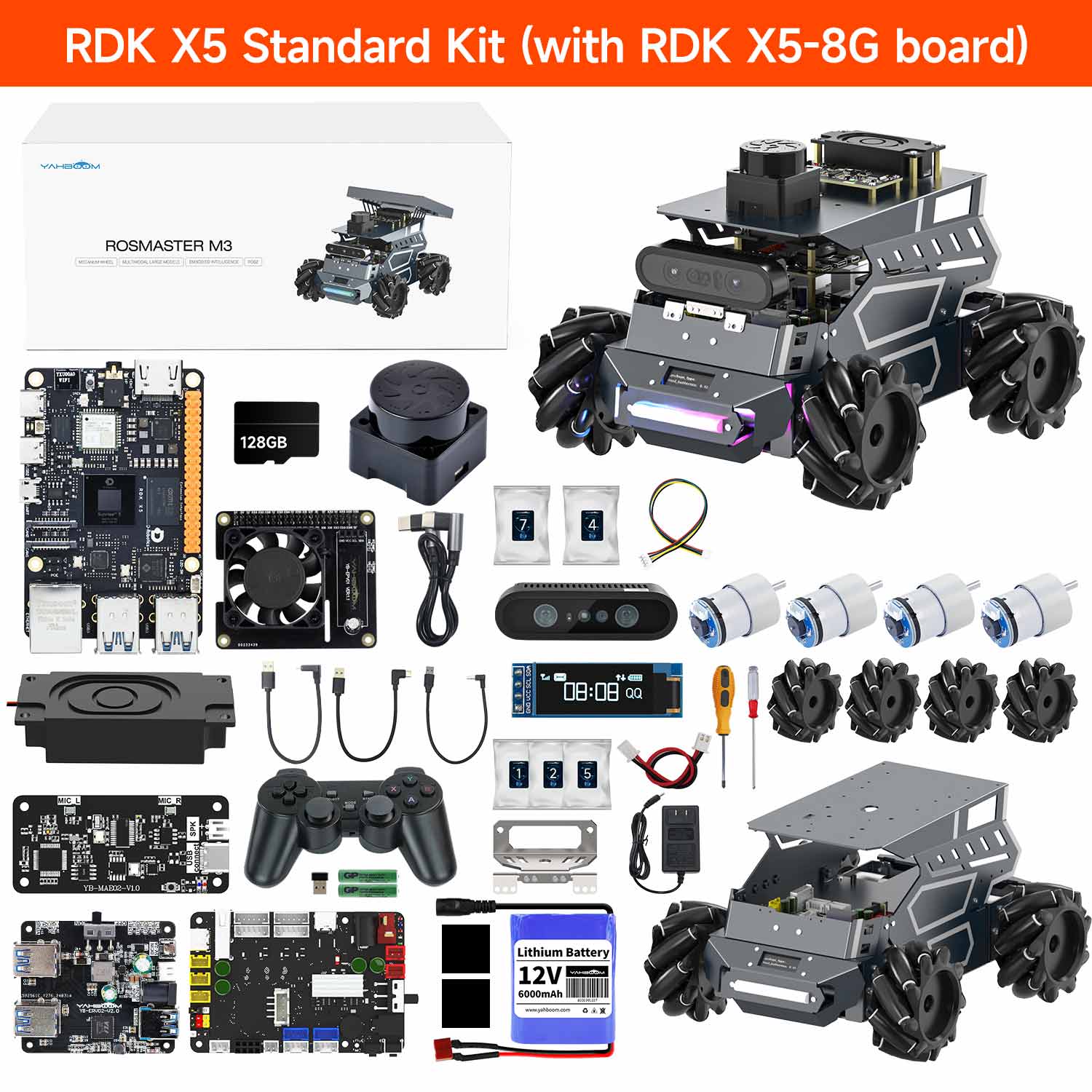ROSMASTER M3 AI Large Language Model ROS2 Robot with Mecanum Wheel for Jetson Orin NANO/NX SUPER/RDK X5/RaspberryPi 5
