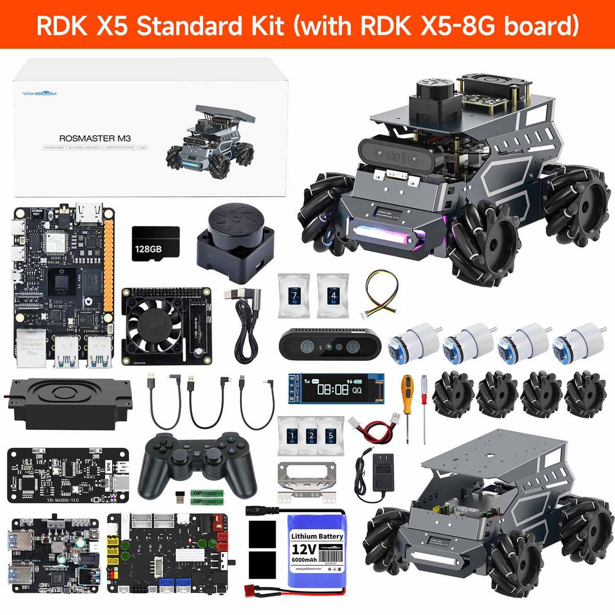 ROSMASTER M3 AI Large Language Model ROS2 Robot with Mecanum Wheel for Jetson Orin NANO/NX SUPER/RDK X5/RaspberryPi 5
