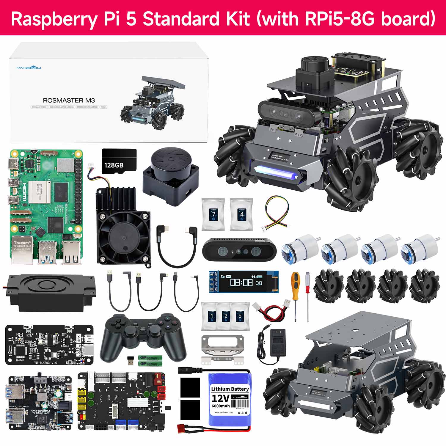 ROSMASTER M3 AI Large Language Model ROS2 Robot with Mecanum Wheel for Jetson Orin NANO/NX SUPER/RDK X5/RaspberryPi 5