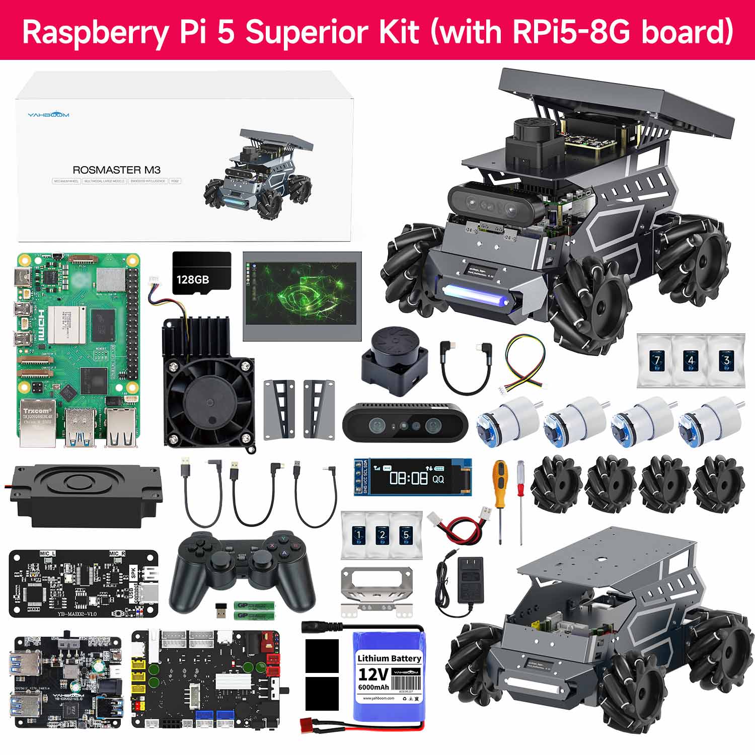 ROSMASTER M3 AI Large Language Model ROS2 Robot with Mecanum Wheel for Jetson Orin NANO/NX SUPER/RDK X5/RaspberryPi 5