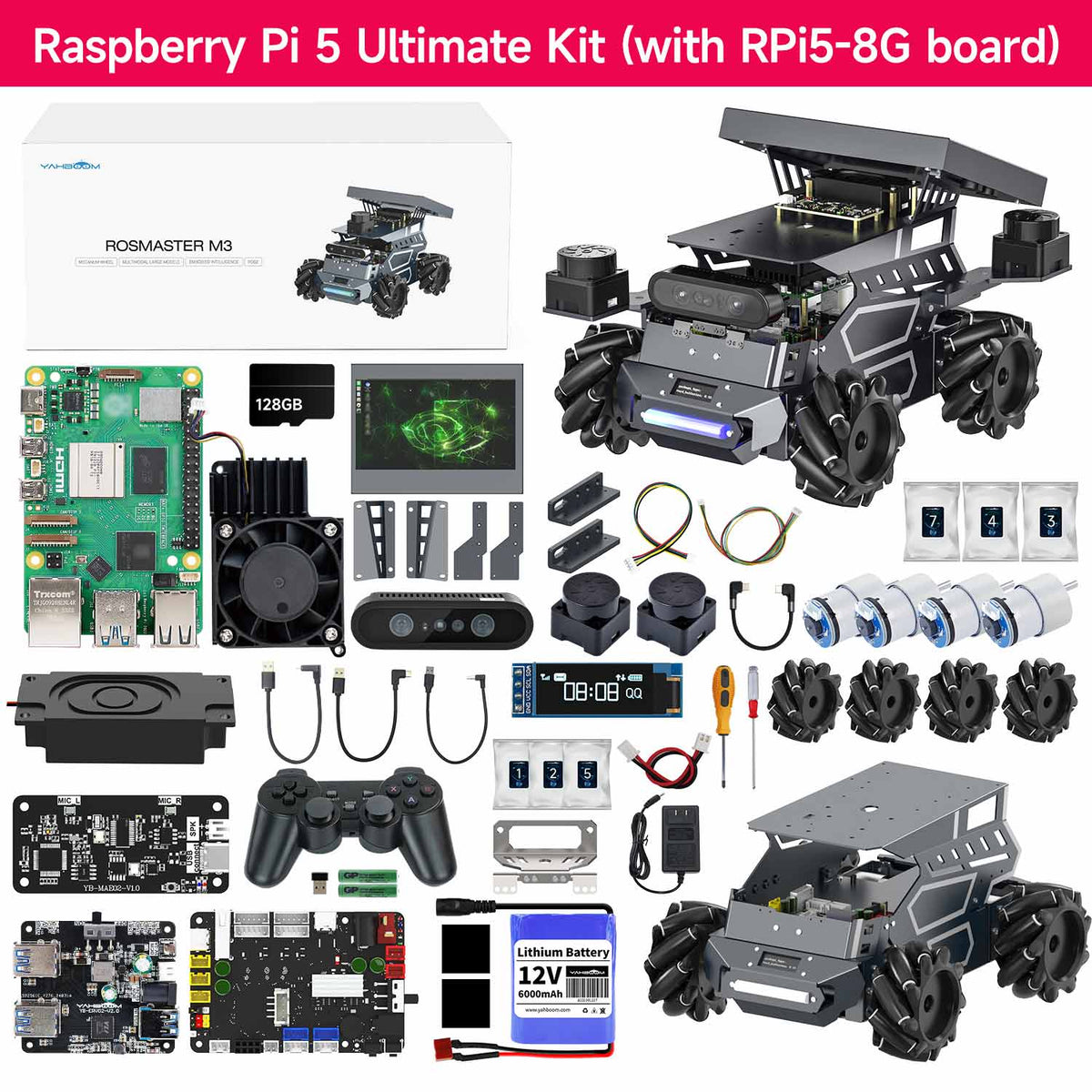 ROSMASTER M3 AI Large Language Model ROS2 Robot with Mecanum Wheel for Jetson Orin NANO/NX SUPER/RDK X5/RaspberryPi 5