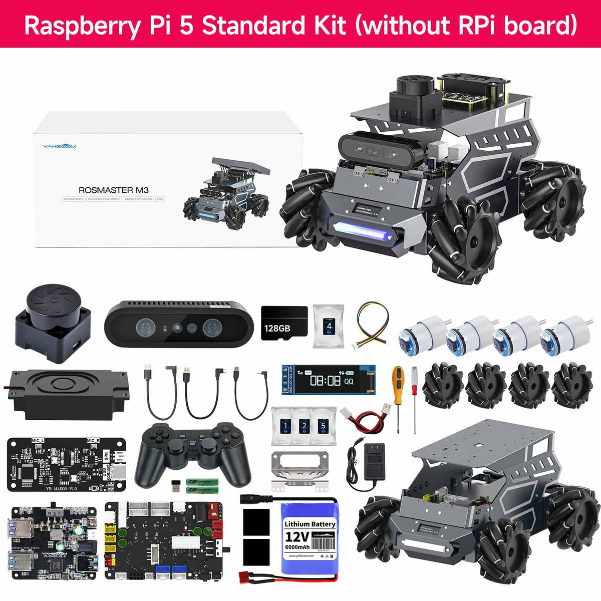 ROSMASTER M3 AI Large Language Model ROS2 Robot with Mecanum Wheel for Jetson Orin NANO/NX SUPER/RDK X5/RaspberryPi 5