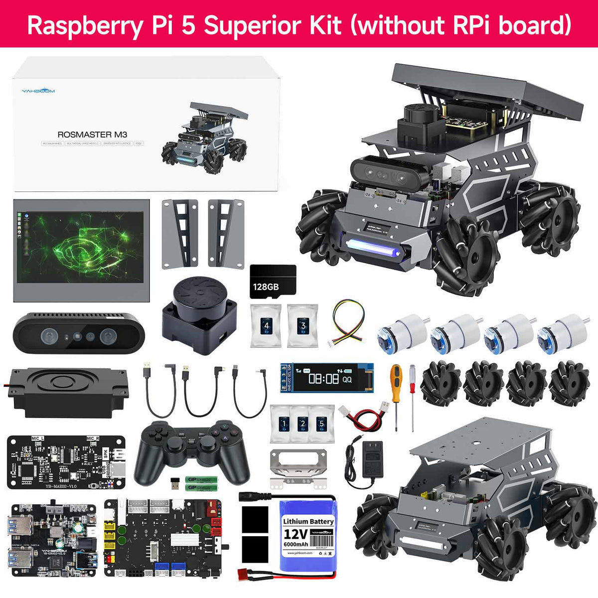 ROSMASTER M3 AI Large Language Model ROS2 Robot with Mecanum Wheel for Jetson Orin NANO/NX SUPER/RDK X5/RaspberryPi 5