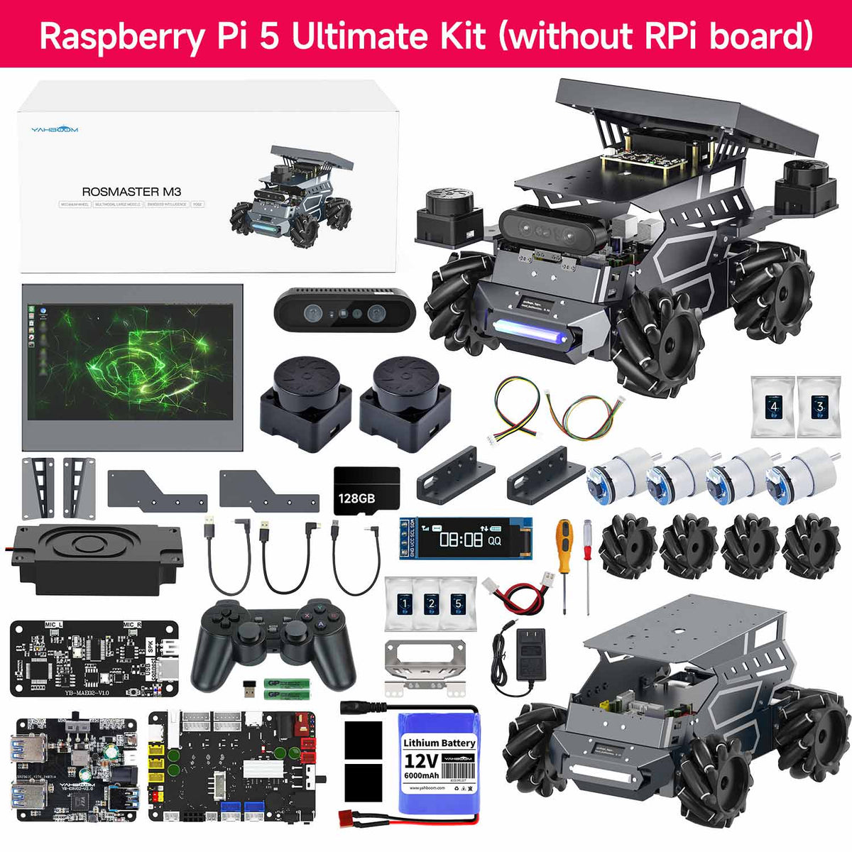 ROSMASTER M3 AI Large Language Model ROS2 Robot with Mecanum Wheel for Jetson Orin NANO/NX SUPER/RDK X5/RaspberryPi 5