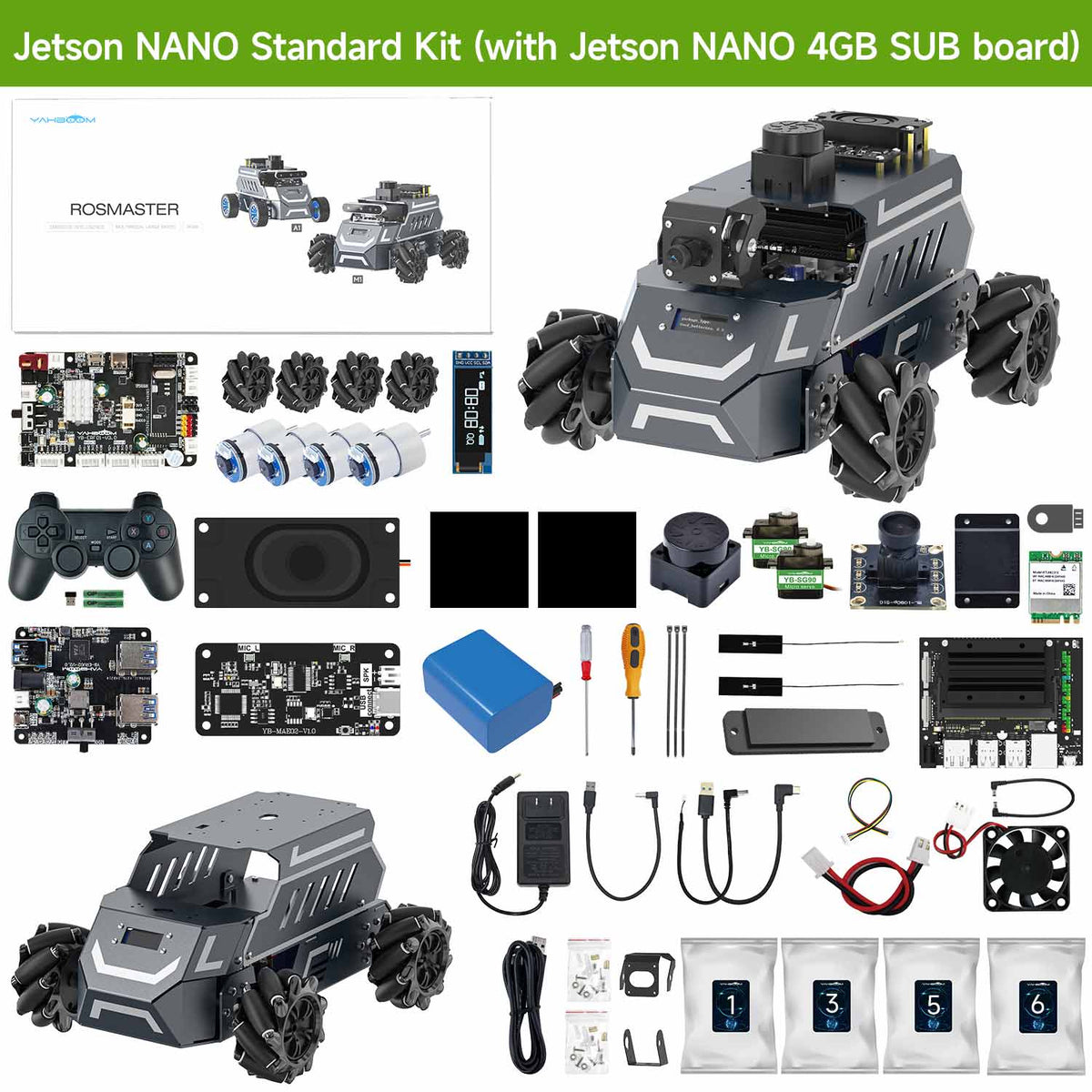 ROSMASTER M1 AI Large Language Model ROS2 Robot with Mecanum Wheel for Jetson NANO 4GB/Orin NANO SUPER/RDK X5/RaspberryPi 5