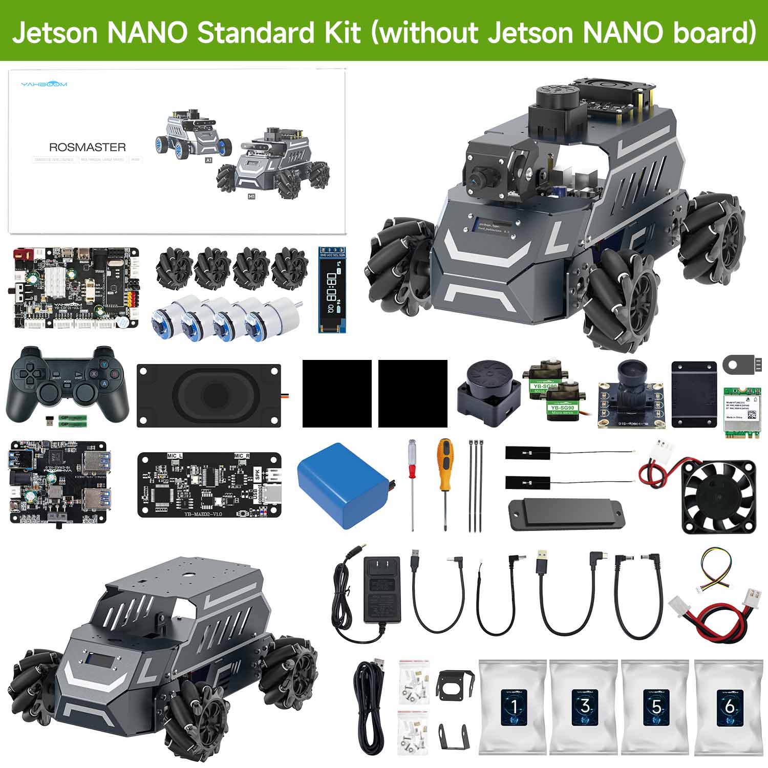 ROSMASTER M1 AI Large Language Model ROS2 Robot with Mecanum Wheel for Jetson NANO 4GB/Orin NANO SUPER/RDK X5/RaspberryPi 5