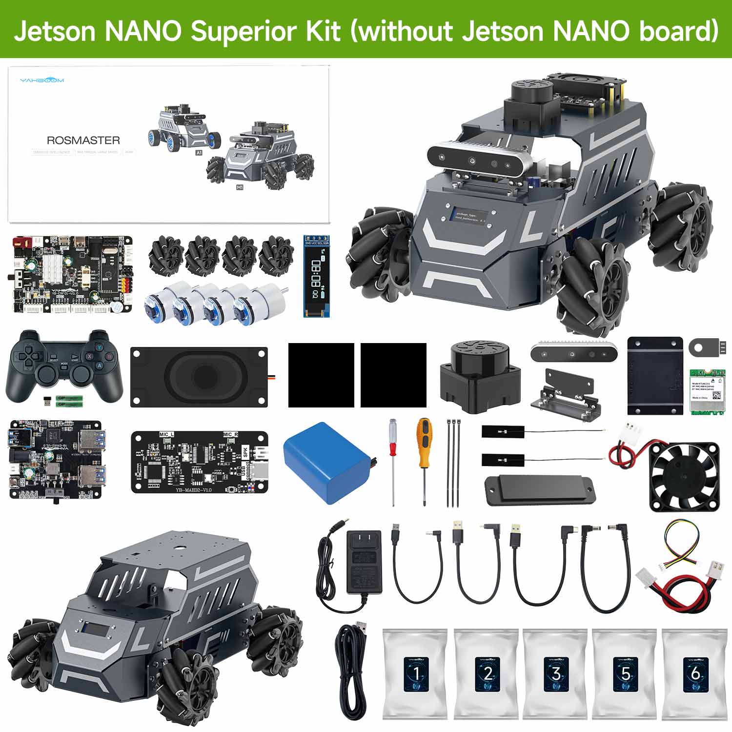 ROSMASTER M1 AI Large Language Model ROS2 Robot with Mecanum Wheel for Jetson NANO 4GB/Orin NANO SUPER/RDK X5/RaspberryPi 5