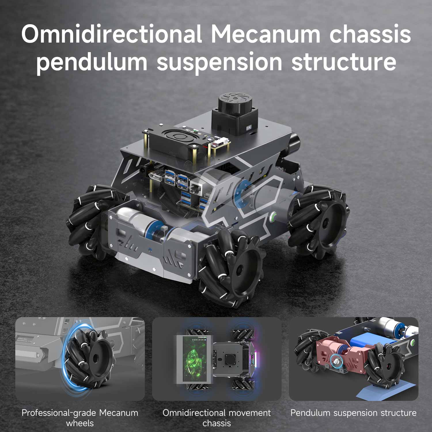 ROSMASTER M3 AI Large Language Model ROS2 Robot with Mecanum Wheel for Jetson Orin NANO/NX SUPER/RDK X5/RaspberryPi 5