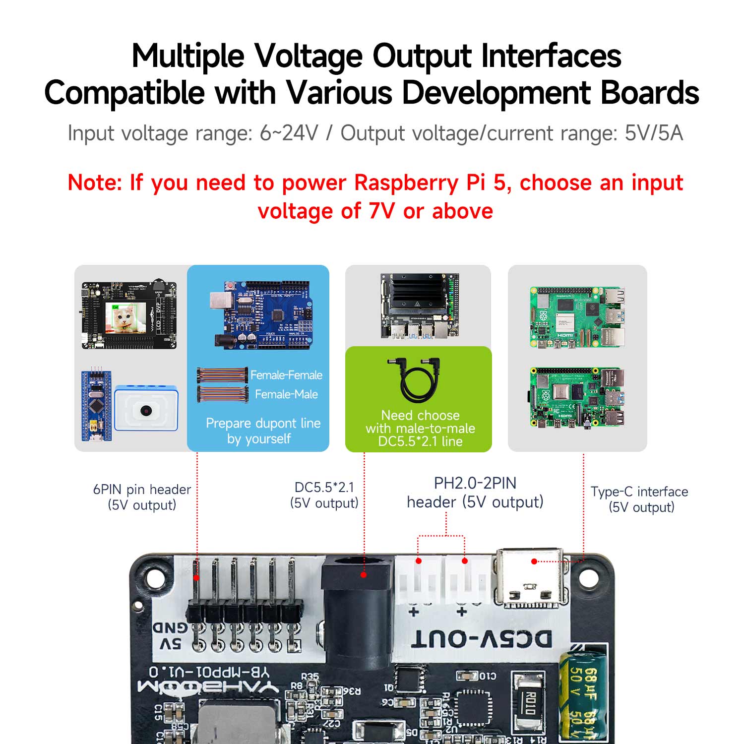 Placa de expansión de fuente de alimentación para Raspberry Pi 5
