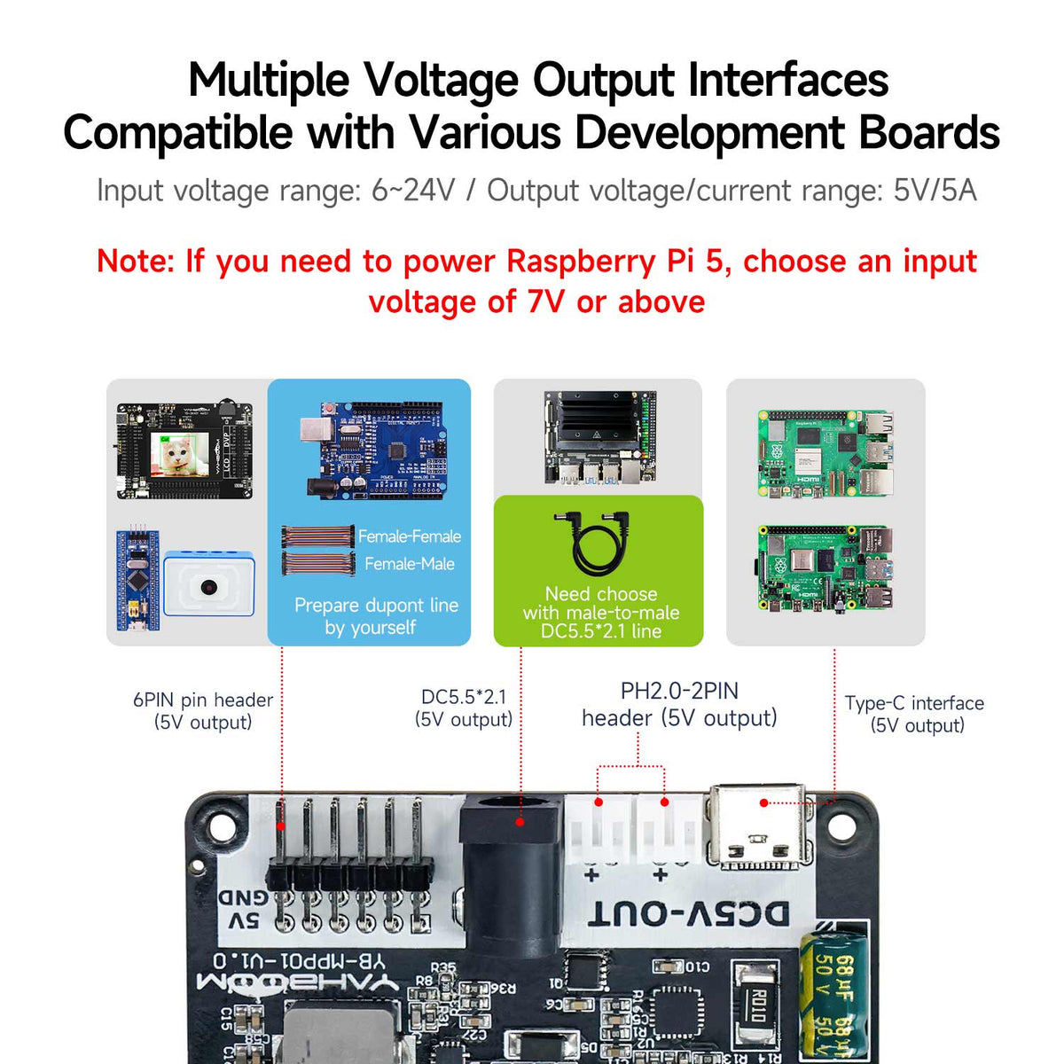 Placa de expansión de fuente de alimentación para Raspberry Pi 5